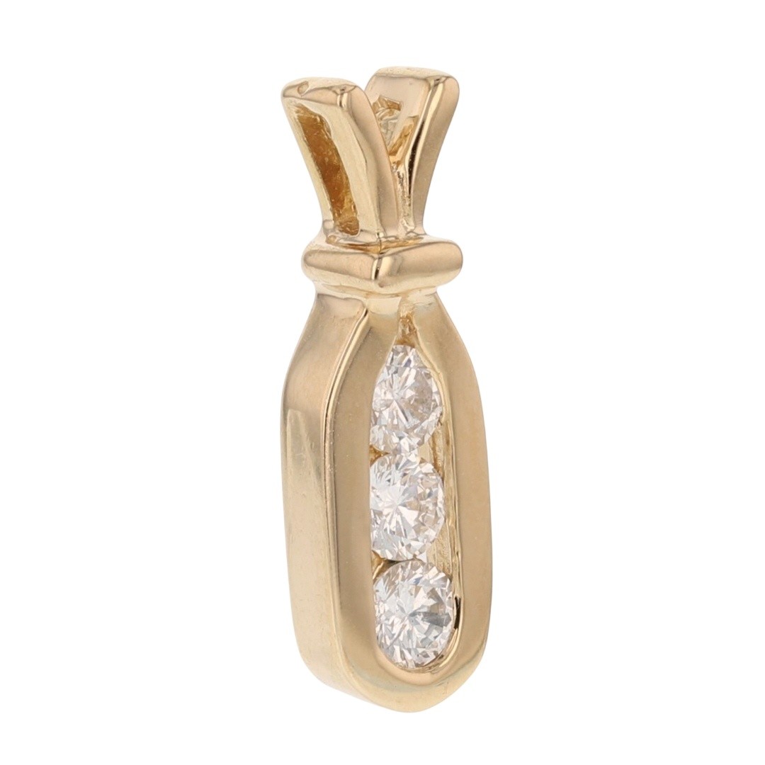 .46ctw Round Cut Diamond Three-Stone Pendant No Chain 14k Yellow Gold 2.17 Grams