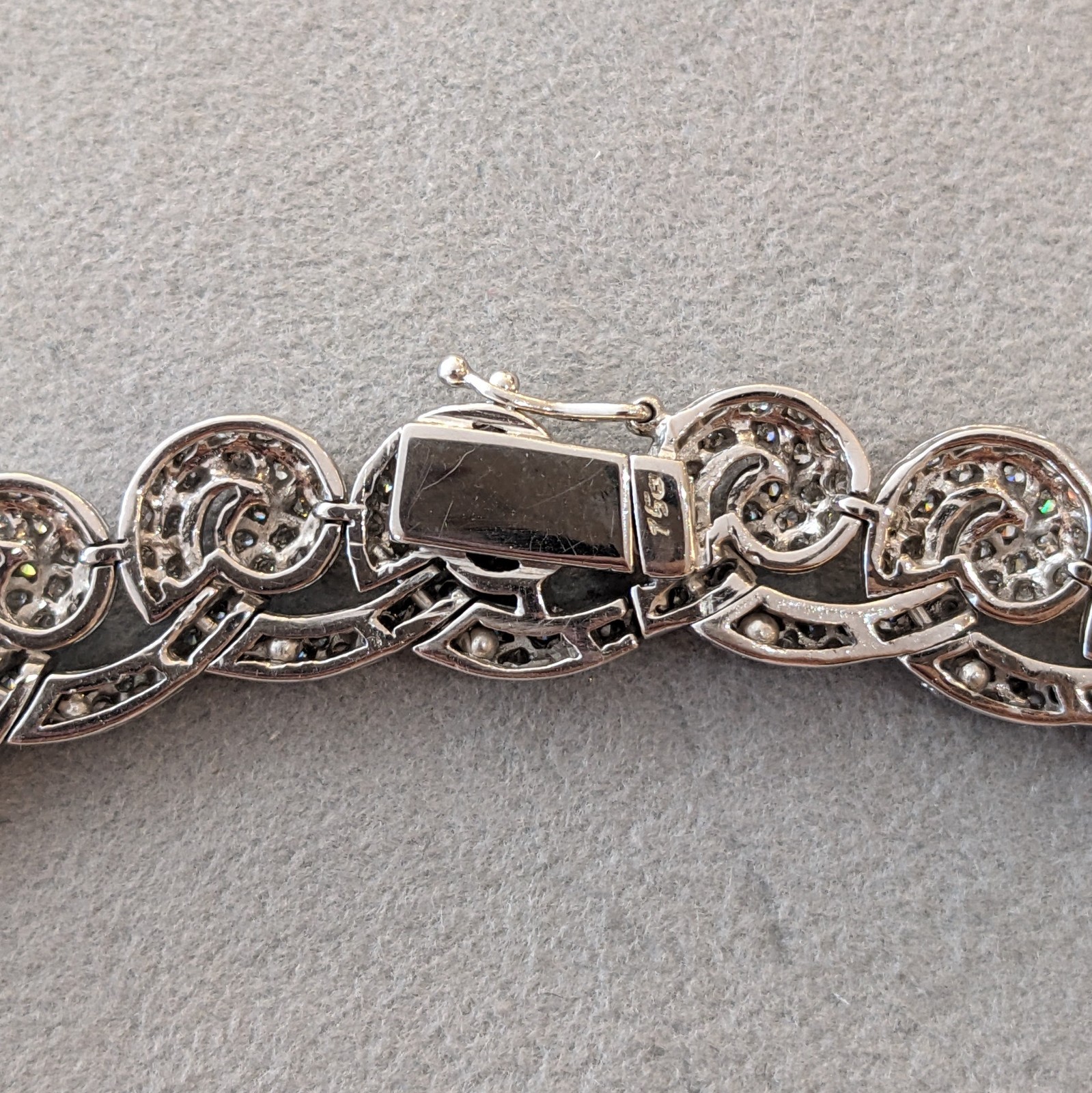 Pave Diamond Scroll Link Choker Necklace in 18k White Gold- HM2800SE