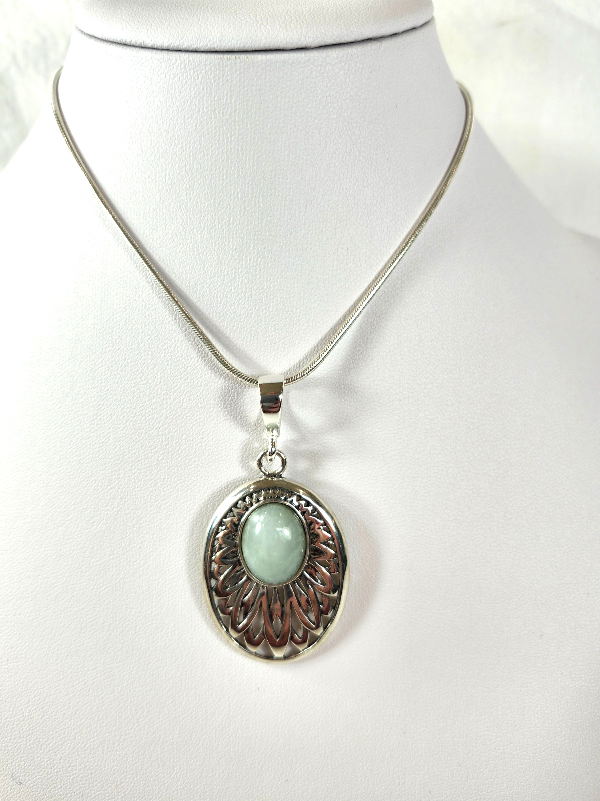 Natural Untreated Artisan Burmese Myanmar Jadeite Sterling Pendant 8016A