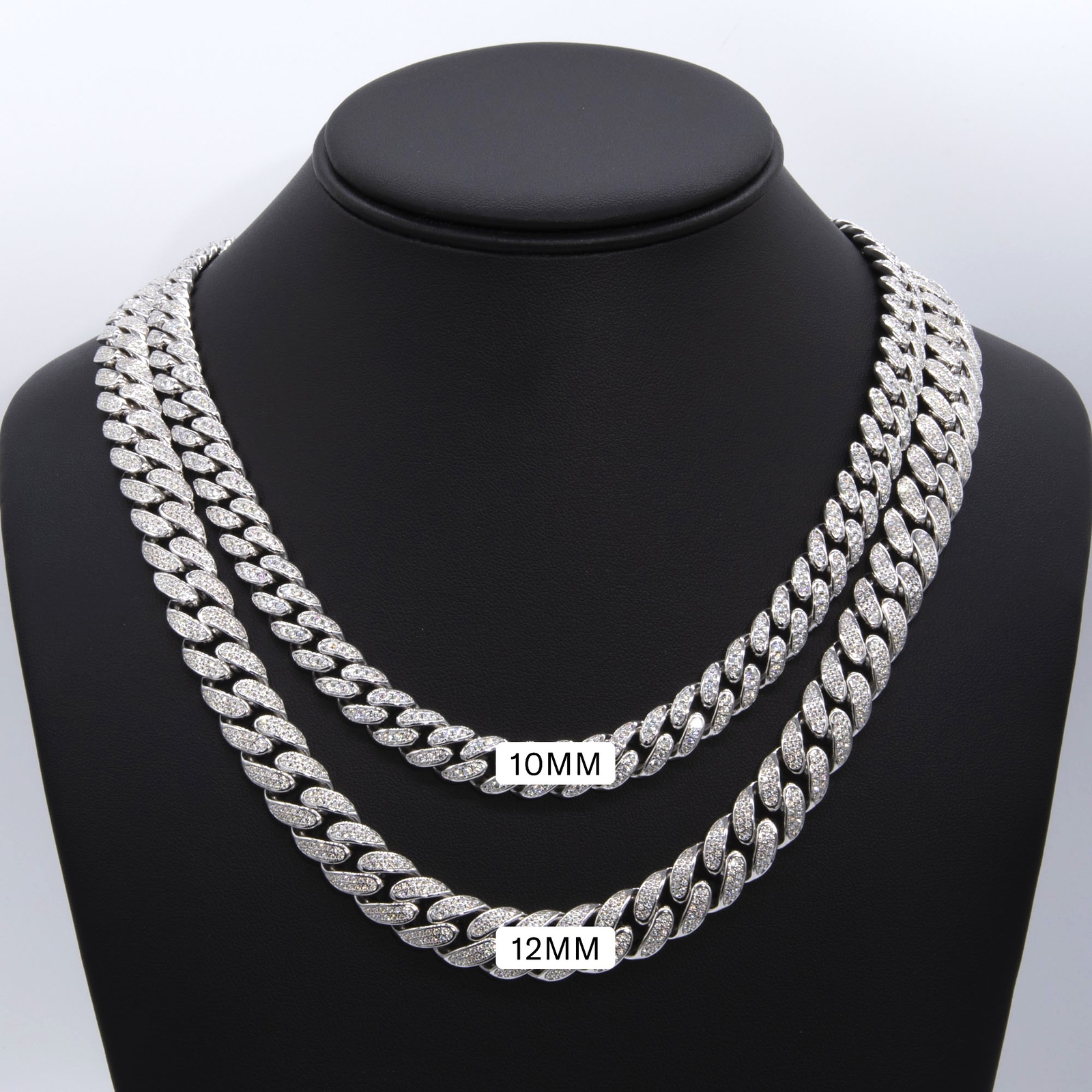 Moissanite Cuban Link Chain Solid Sterling Silver 925 All Sizes