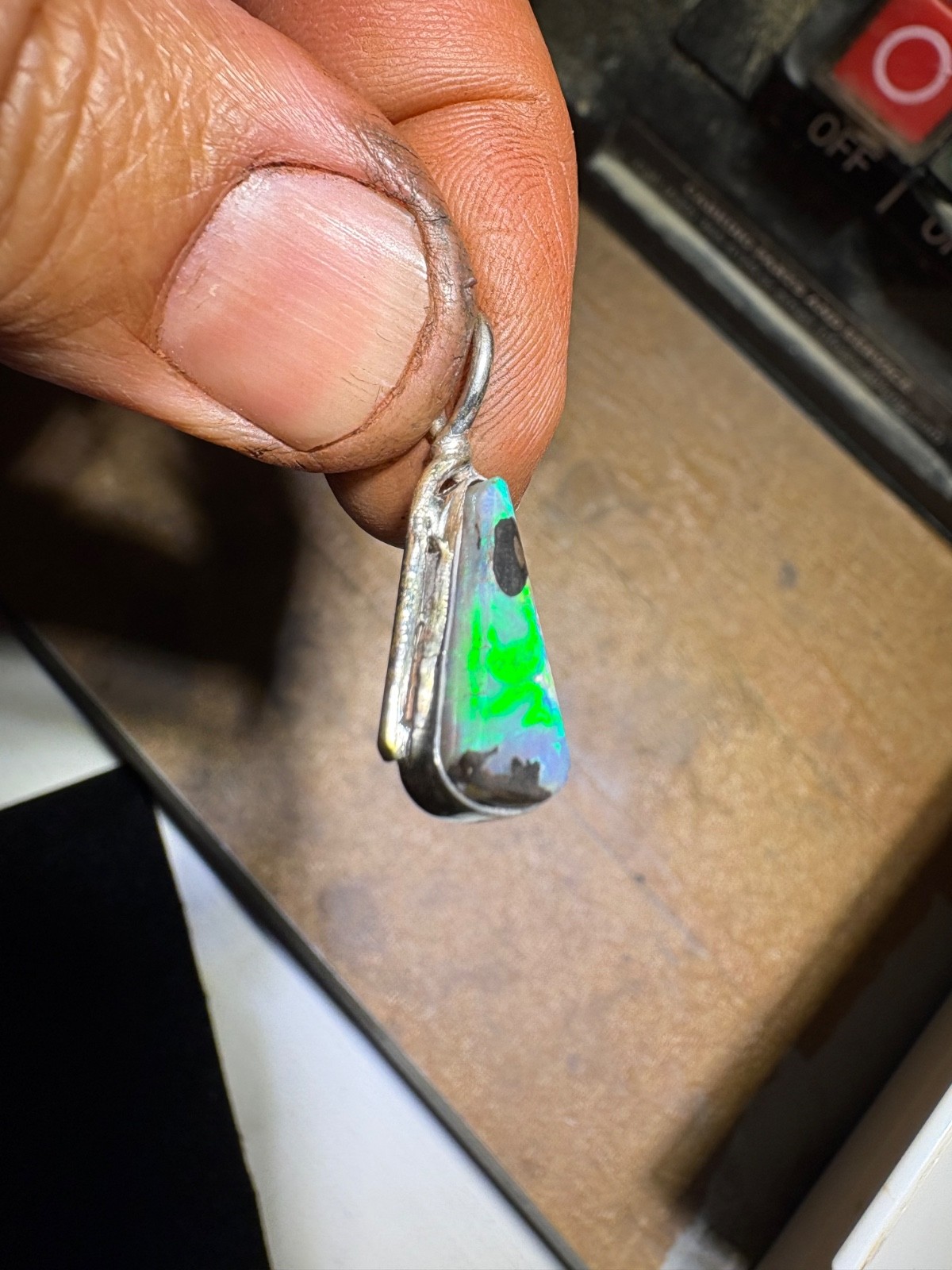 australian black opal pendant