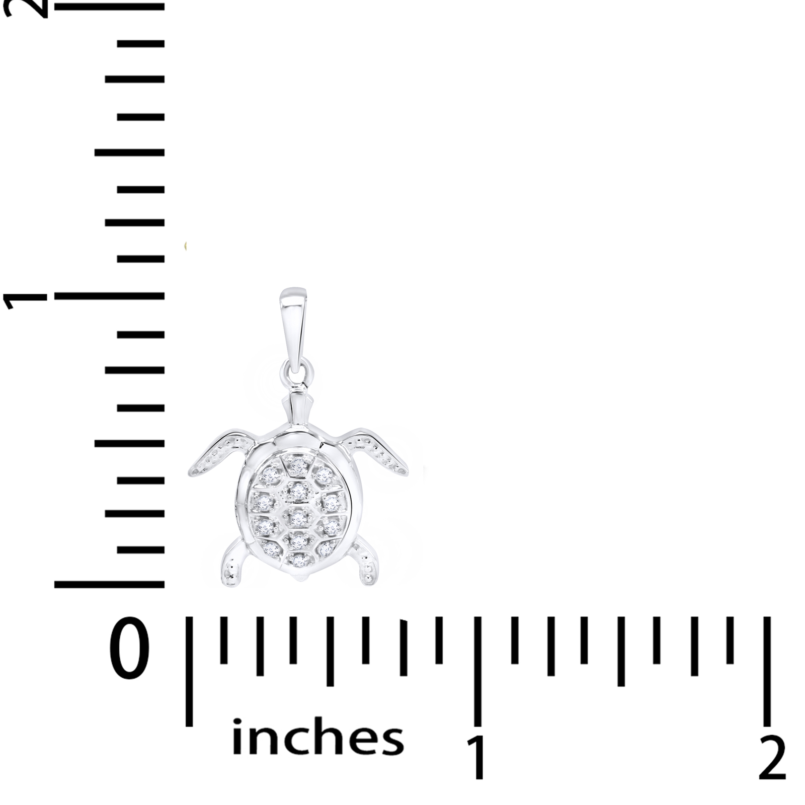 0.10 Ct Natural Diamond Turtle Pendant 14K Gold Plated Sterling Silver