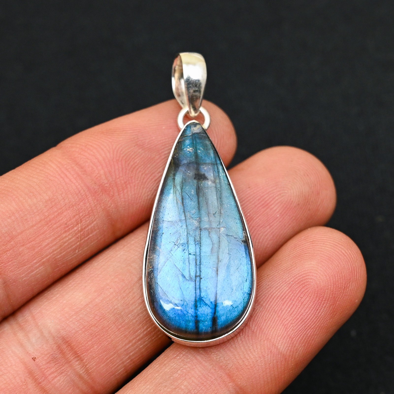 Labradorite Gemstone 925 Sterling Silver Handmade Pendant Jewelry Gift For Wife
