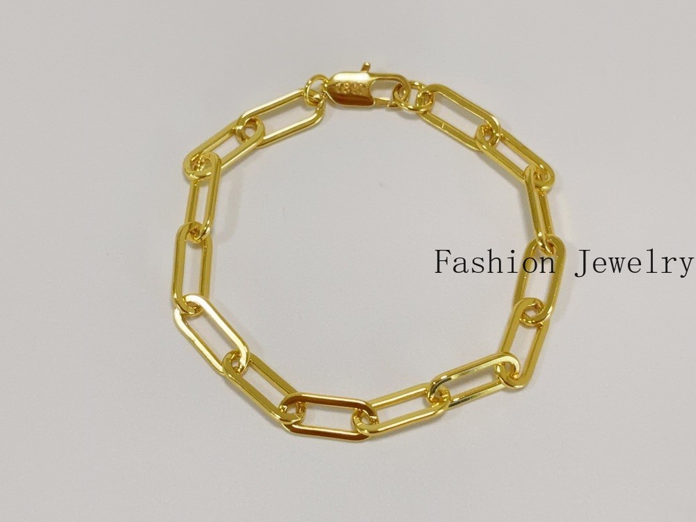 18k Yellow Gold 7.5mm Paperclip Chain Cable Rolo Link Bracelet Womens Men 7.5″