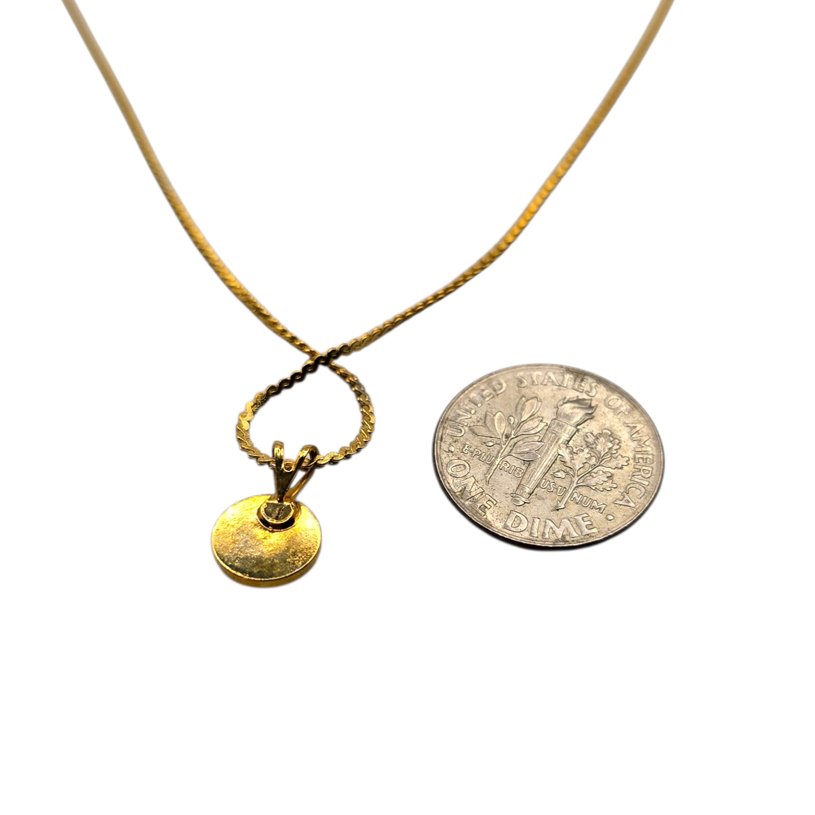 Necklace Round Pendant Clear Rhinestone Dainty Classic Minimalist 16″ SKU2978