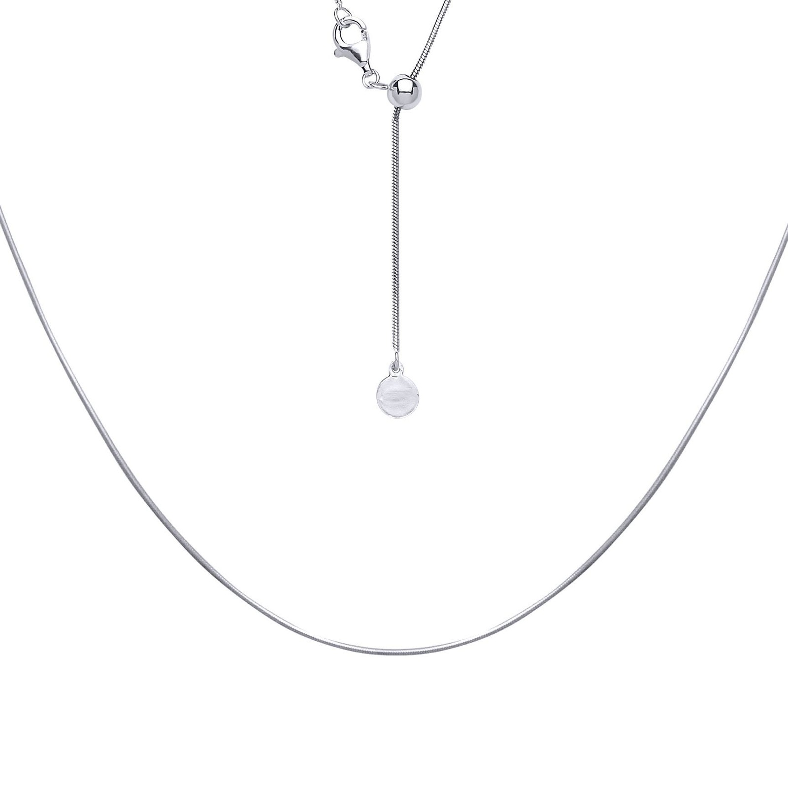 Silver Jewelco London Adjustable Toggle Lariat Pendant Chain Necklace 1mm 22inch