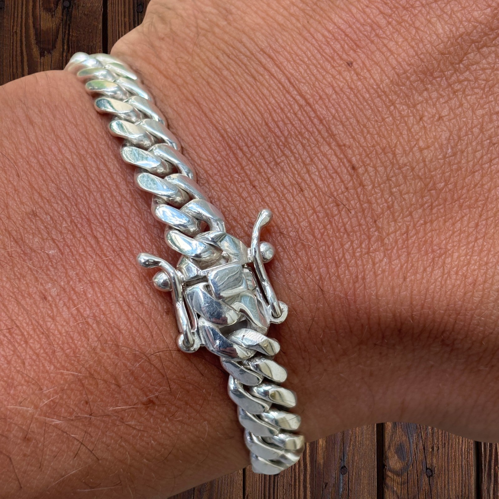 8mm Miami Cuban Link Bracelet – Real Solid 999 Fine Silver HANDMADE IN ITALY