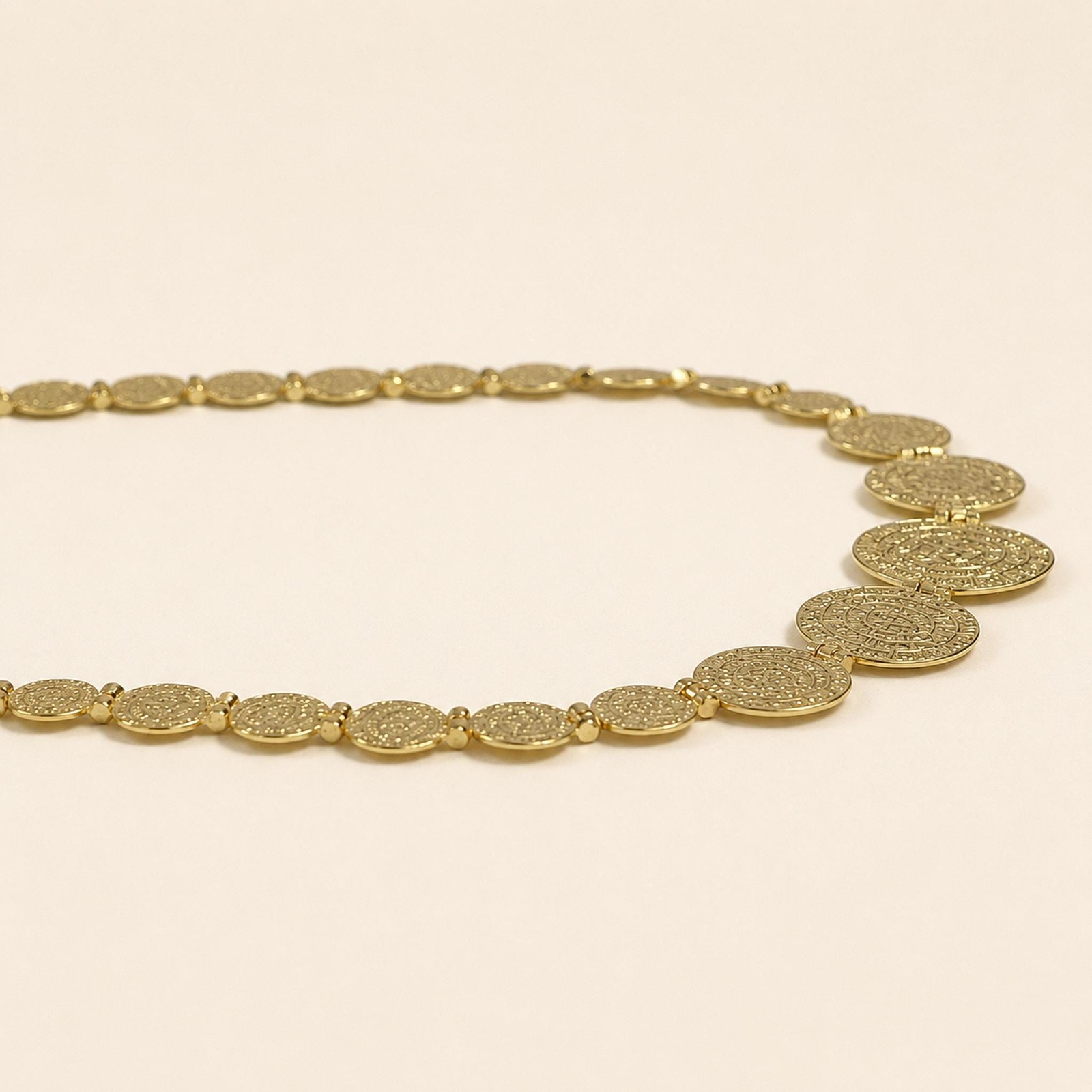 Phaistos Disc Sterling Silver Necklace, Greek Statement Collar, Graduated