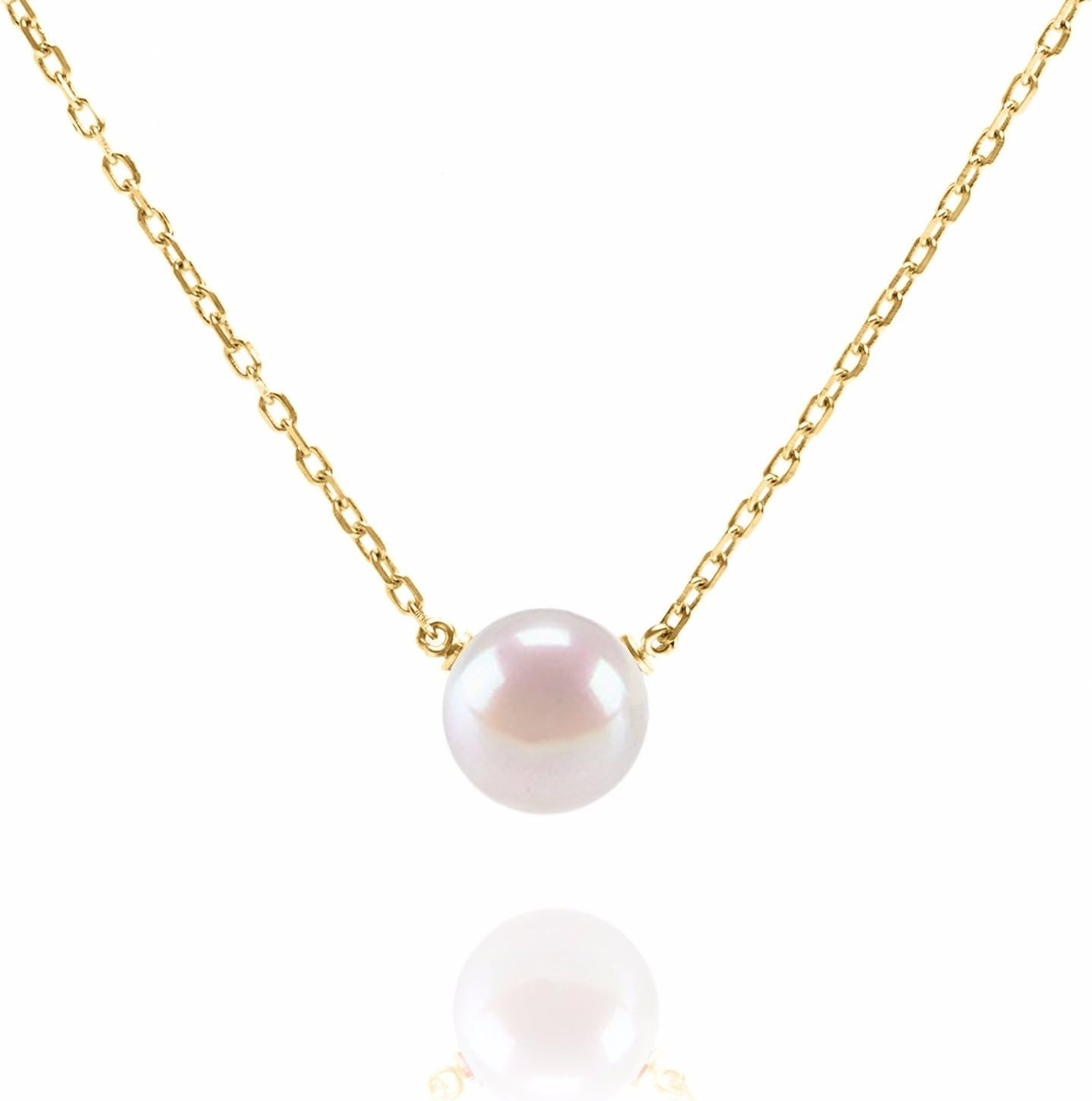 Handpicked AAA+ Freshwater Cultured Single Pearl Necklace Pendant | Gold Necklac