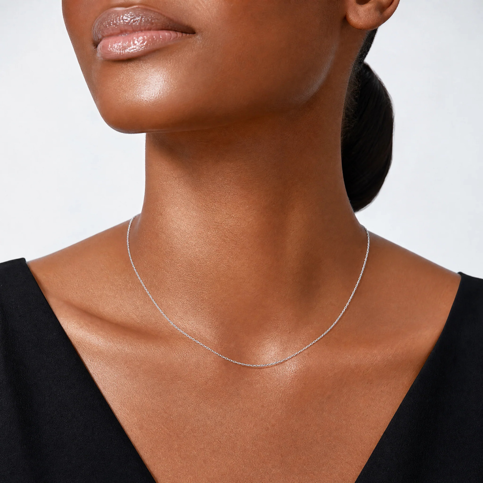 14K White Gold 1.35mm Carded Cable Rope Chain Necklace 16″-24″