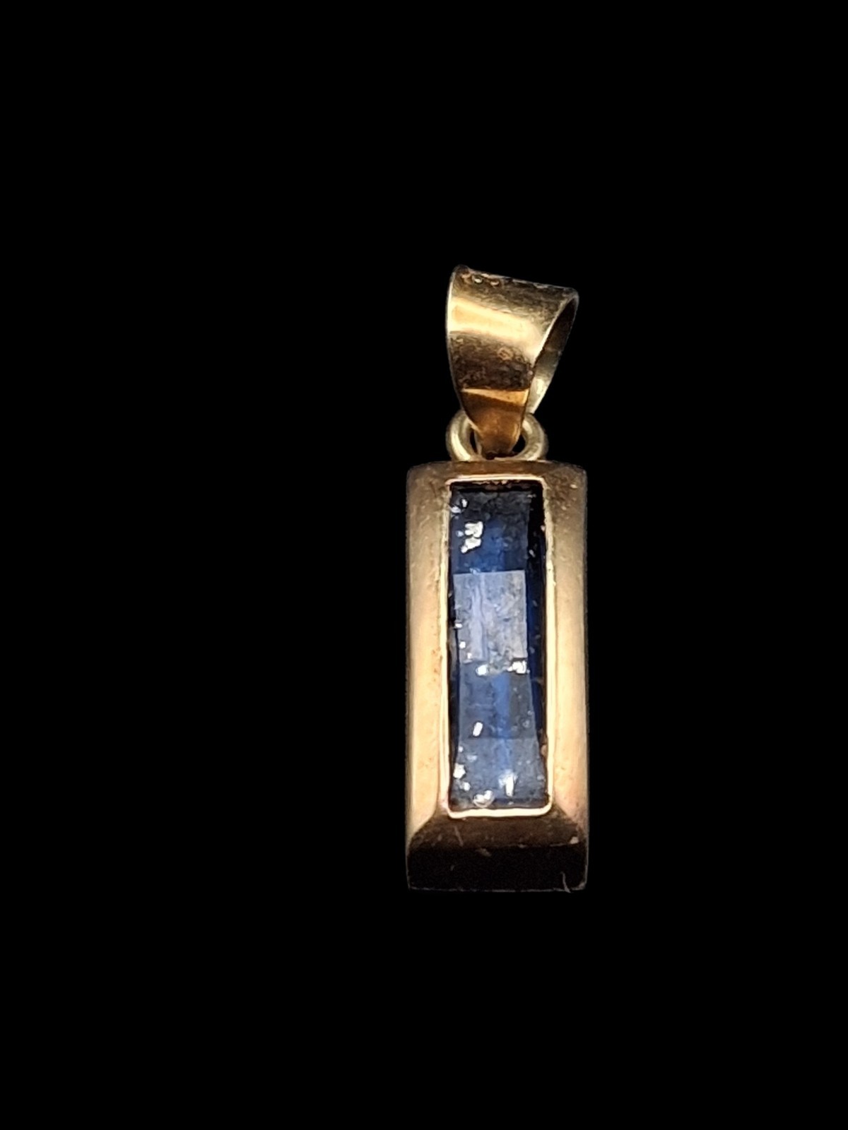 Vintage European 14K Gold 585 Lapis Lazuli Pendant Mid Century Modernist 1.6g