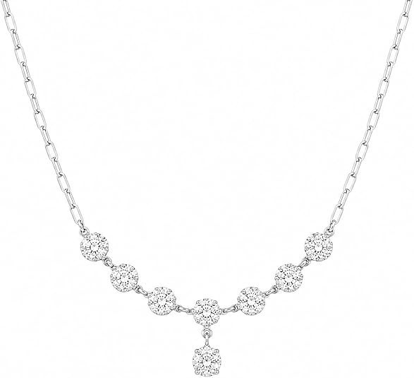 Elegant 5CT Oval Moissanite Necklace 18″ 14K White Gold Plated D Color VVS1