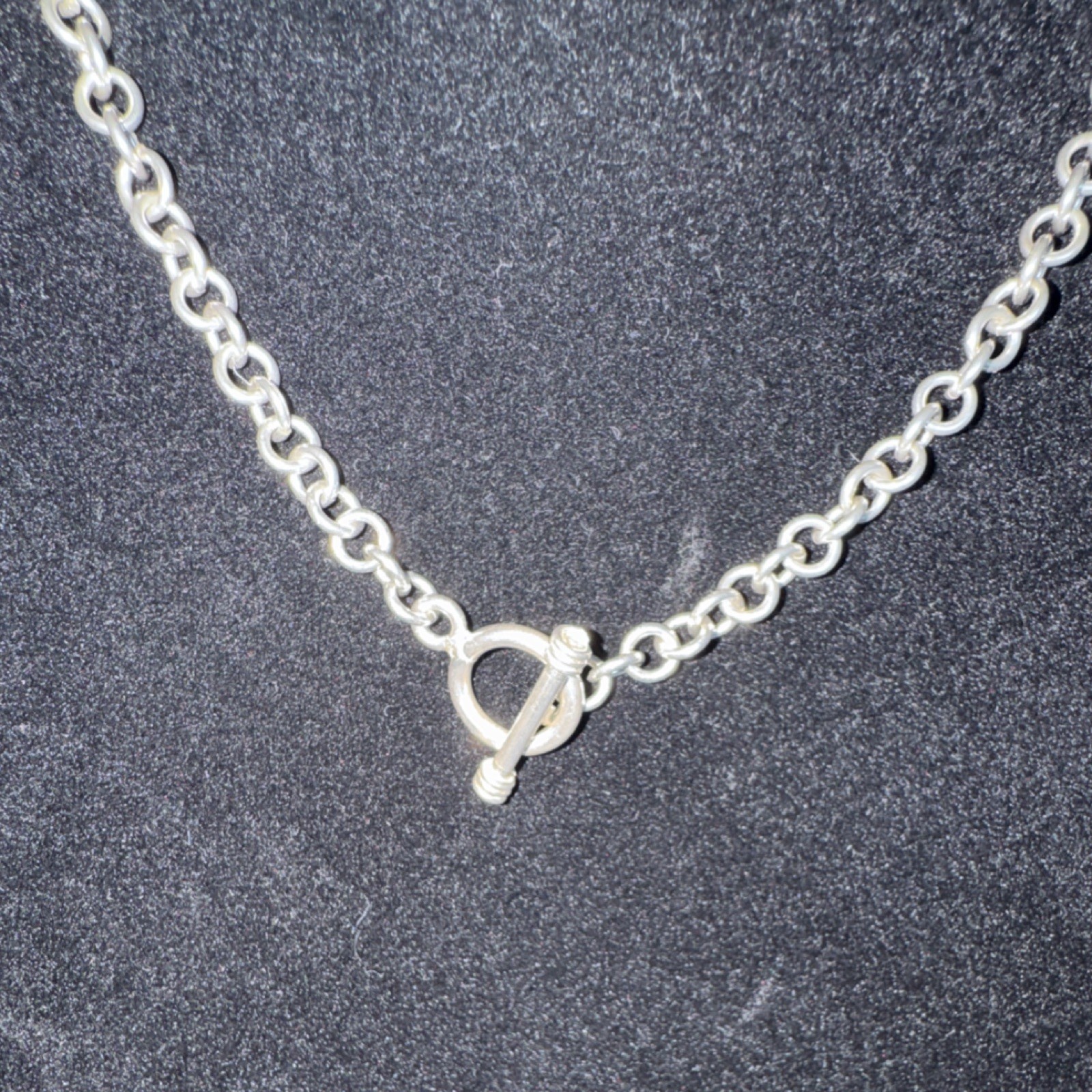 Sterling silver 925round link chain necklace with toggle clasp stylish