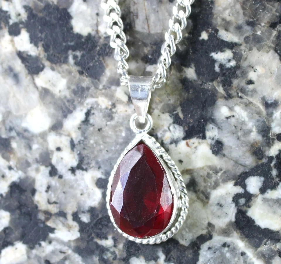 Natural Red Ruby 16.20 Ct Pear Cut Loose Gemstone 925 Silver Certified Pendant