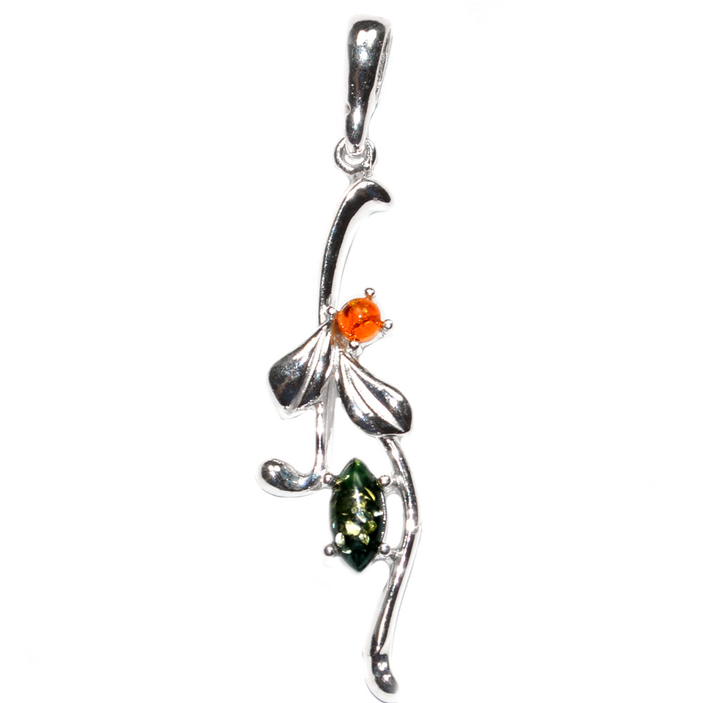 2.5g Authentic Baltic Amber 925 Sterling Silver Pendant Jewelry N-A375