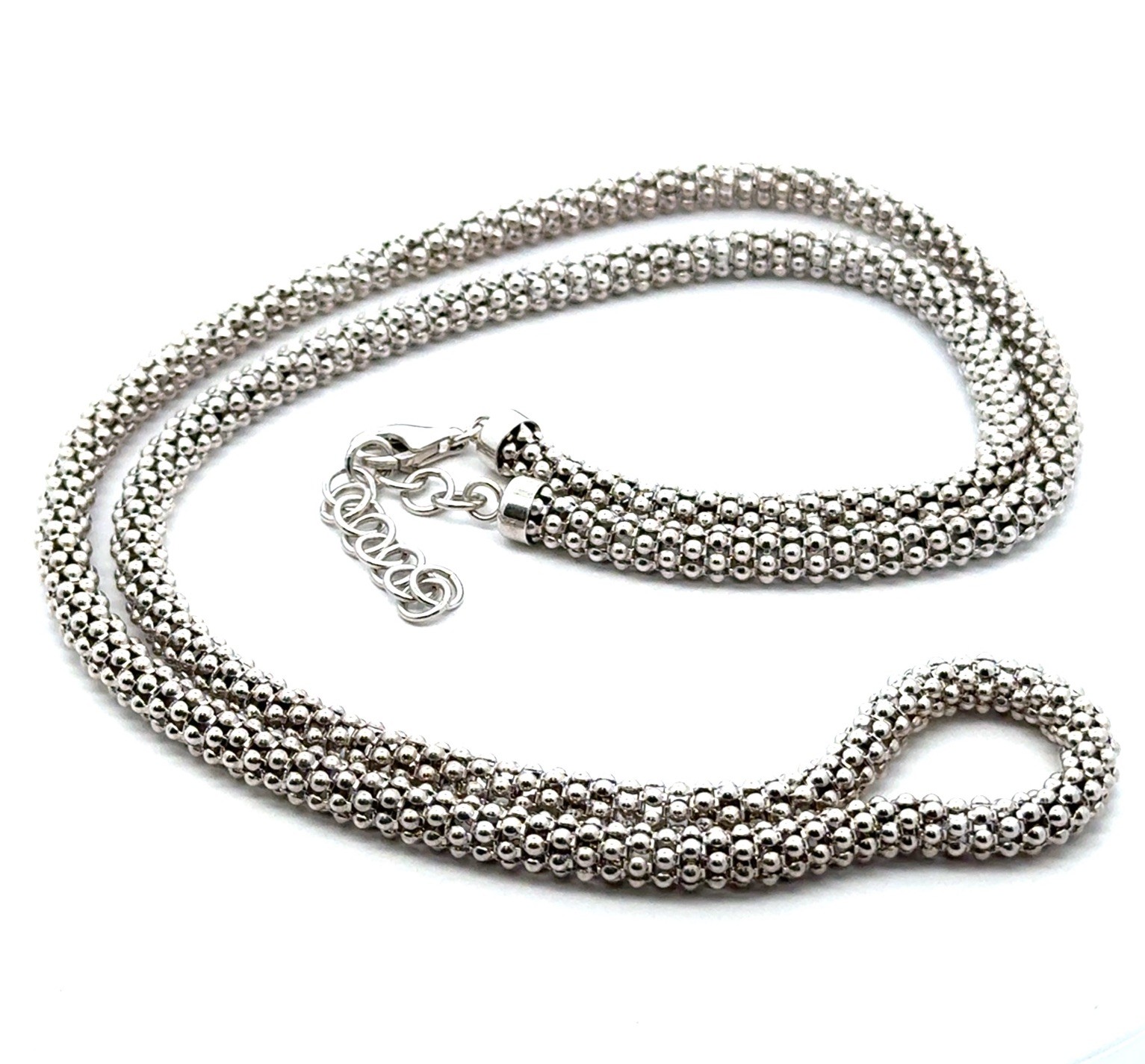 Milor Italy .925 Sterling Silver Popcorn Chain Necklace, 30-32” x 6mm, 32.2g
