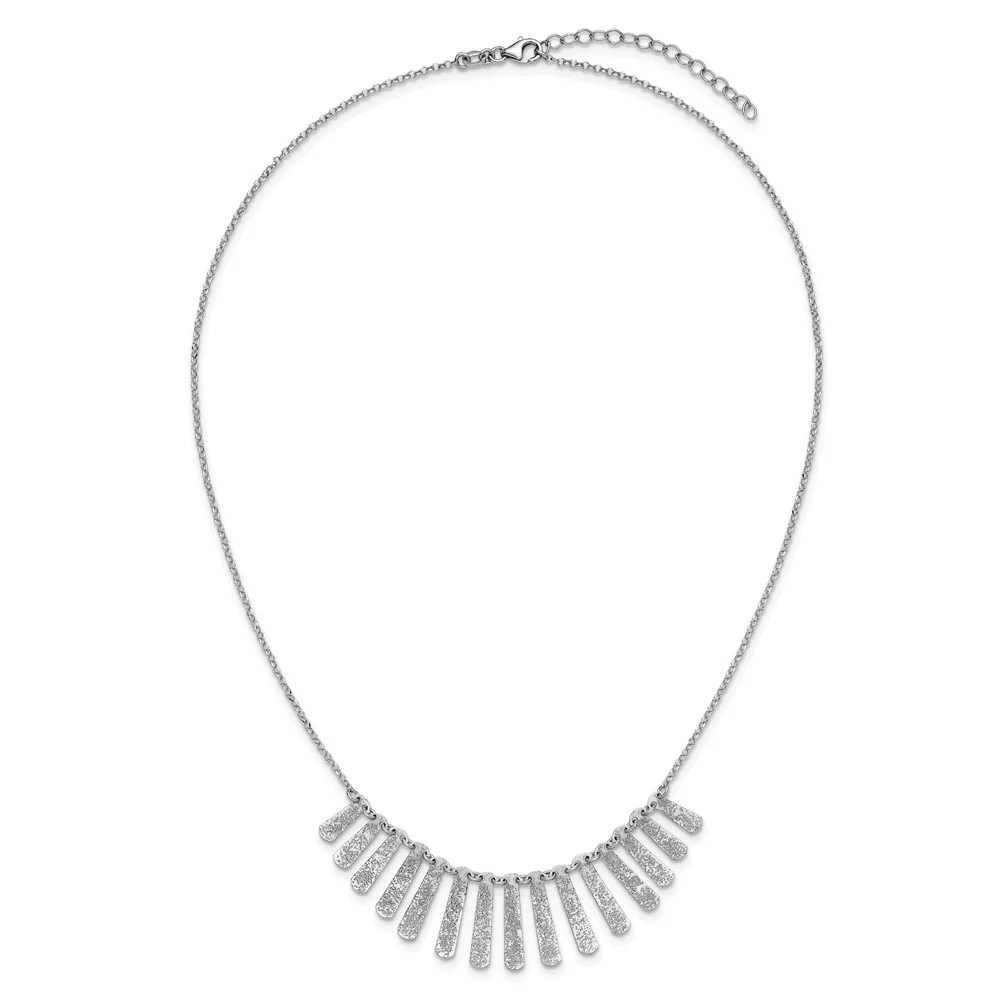 Sterling Silver Radiant Essence Pol/Textured Bars W/ 2in Ext. Necklace
