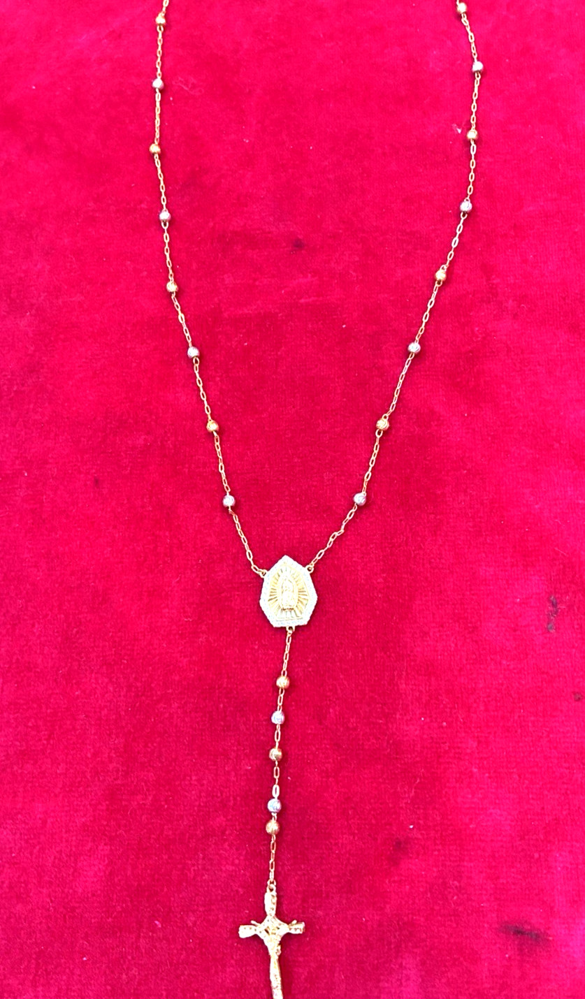Gold Over Solid 925 Sterling Silver Beads 24″ New Stunning