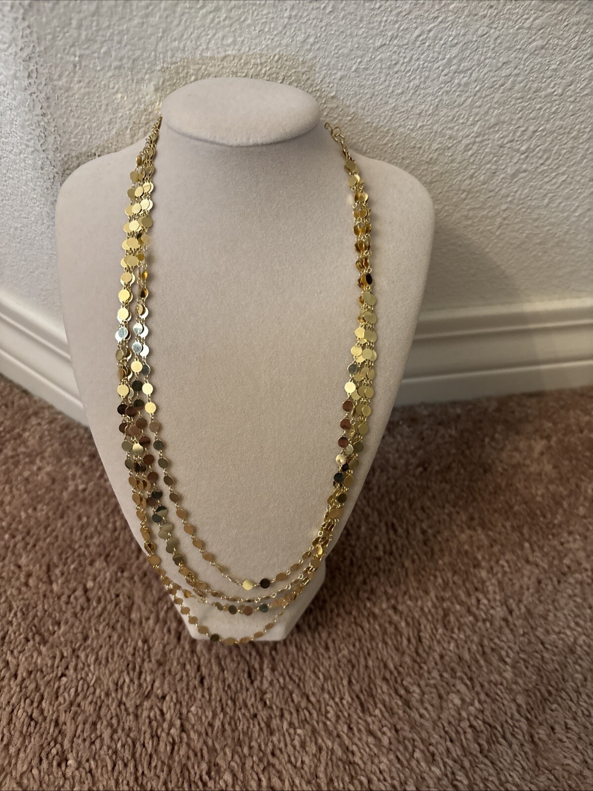Bianca Milano 925 Sterling Silver Multi Strand Bib Necklace 20” Gold Tone