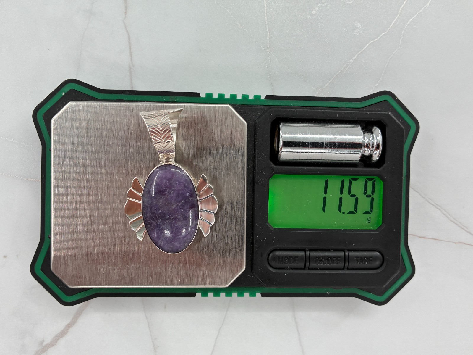Jay King DTR Purple Lepidolite Freeform Modernist Pendant Sterling 925 Cabochon