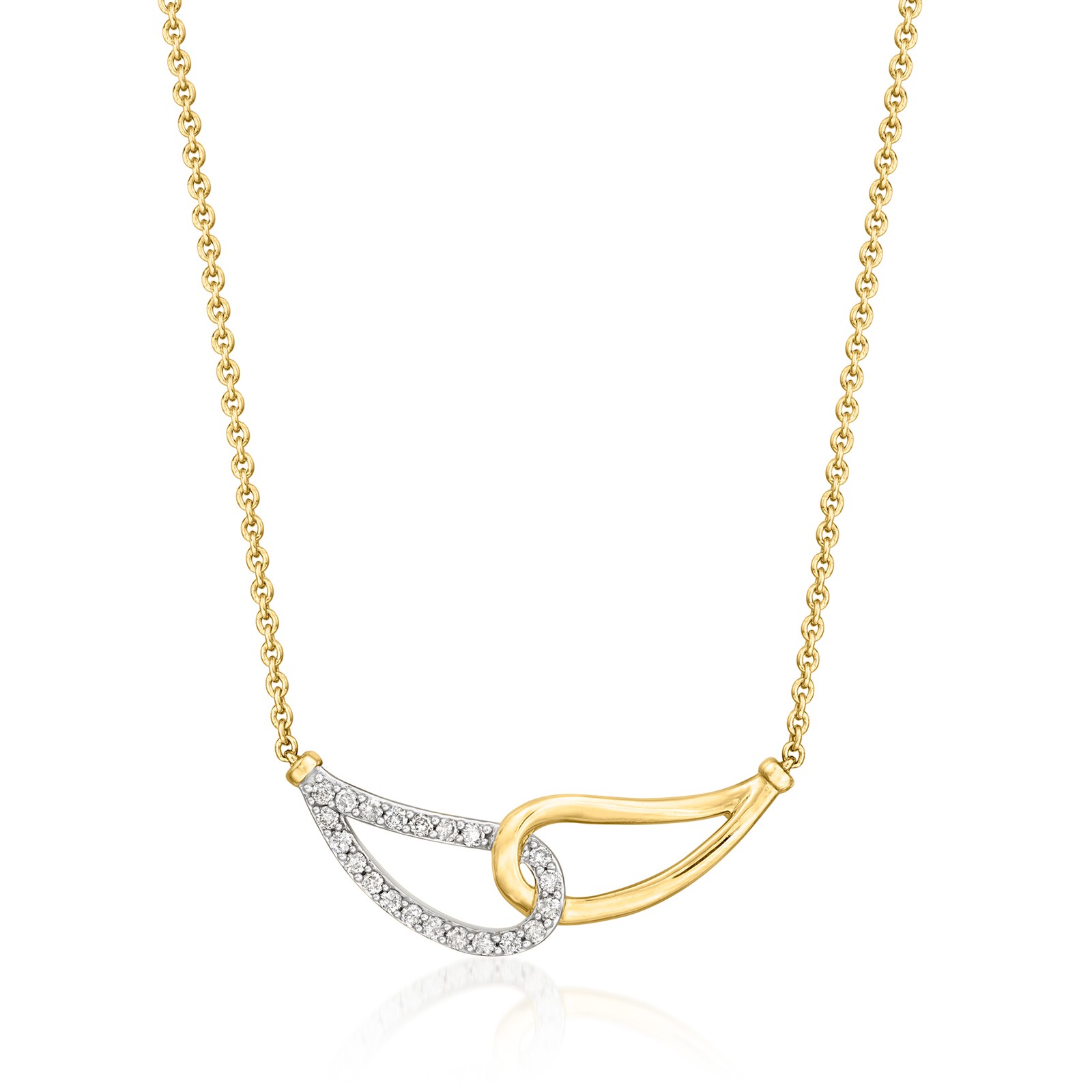 Ross-Simons Diamond Interlocking Loop Ncklc in 18k Gold Plate 18 inches