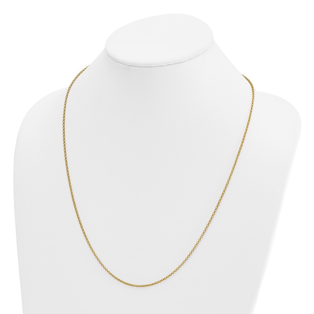 18K Yellow Gold Polished 1.9mm Solid Rolo Chain Necklace 24″