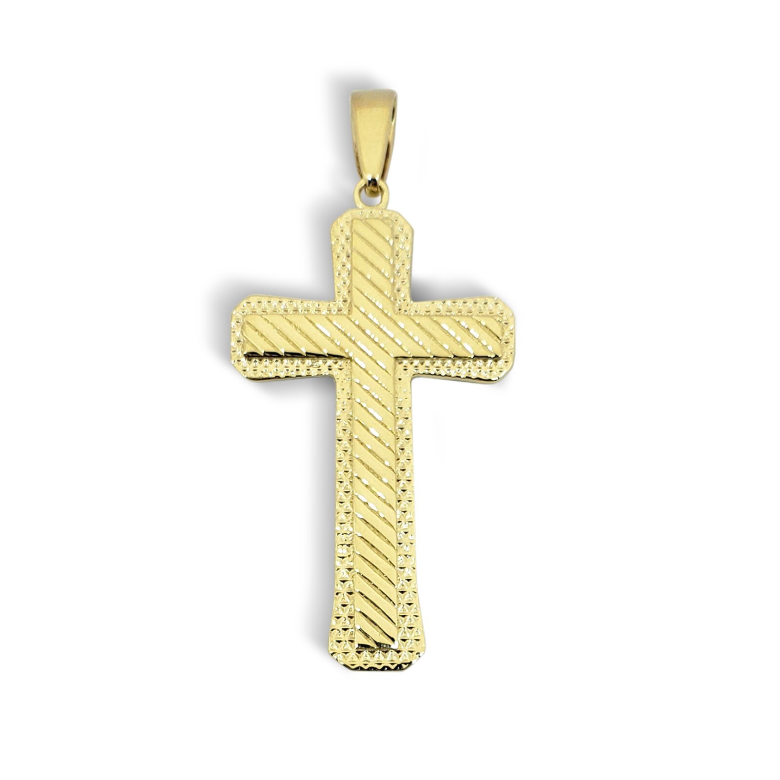 Solid 10K Yellow Gold Diamond Cut Mens Cross Pendant, 3.4 grams, 1.5″ long