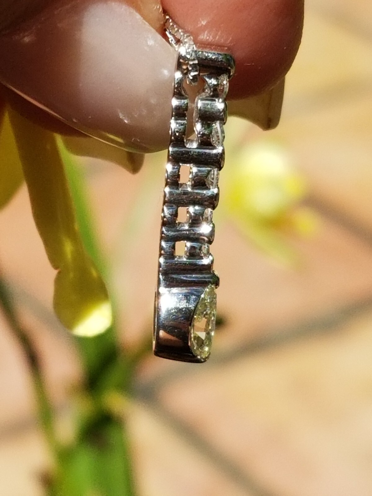 Fancy Light Yellow Oval Diamond Solitaire Platinum Pendant Necklace 16″