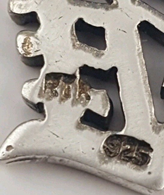 SILVER Chinese PENDANT Marked .925 & Signed RTR, 1″ Unknown Chinese Symbol
