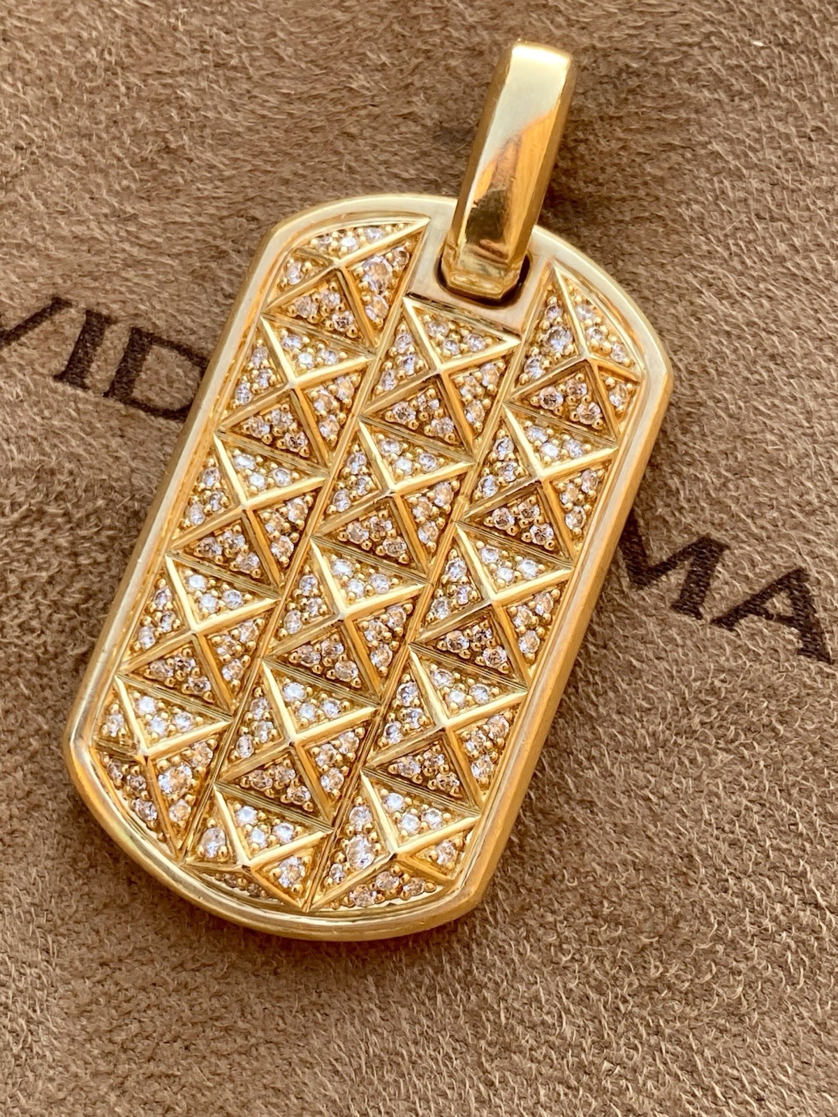David Yurman 18k Gold Diamond Pyramid Pendant 1.75” $12,500 23.4 Gram