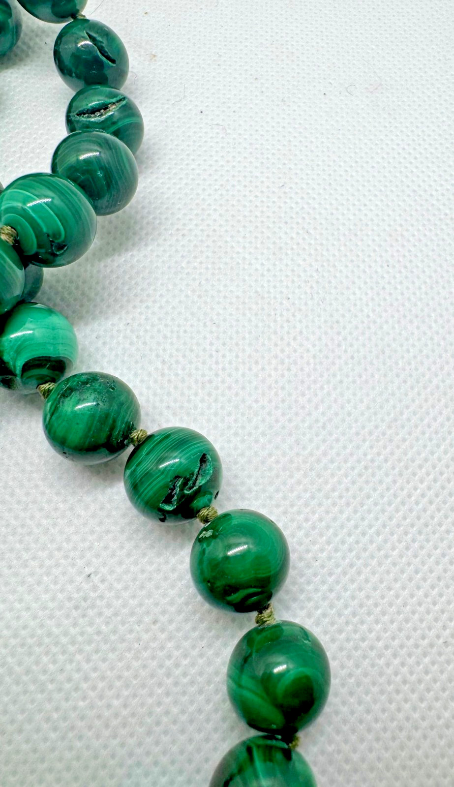 925 Sterling Silver 10mm Malachite Bead 18″-21″ Necklace Shepherd’s Hook