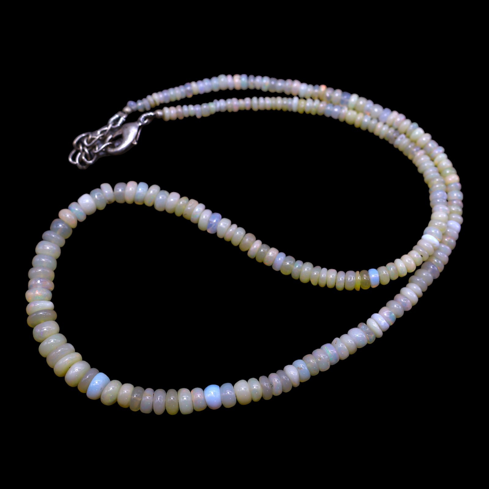 Smooth 2X6 MM Multi Color Fire Opal Beaded Not Applicable Rondelle Boho Necklace