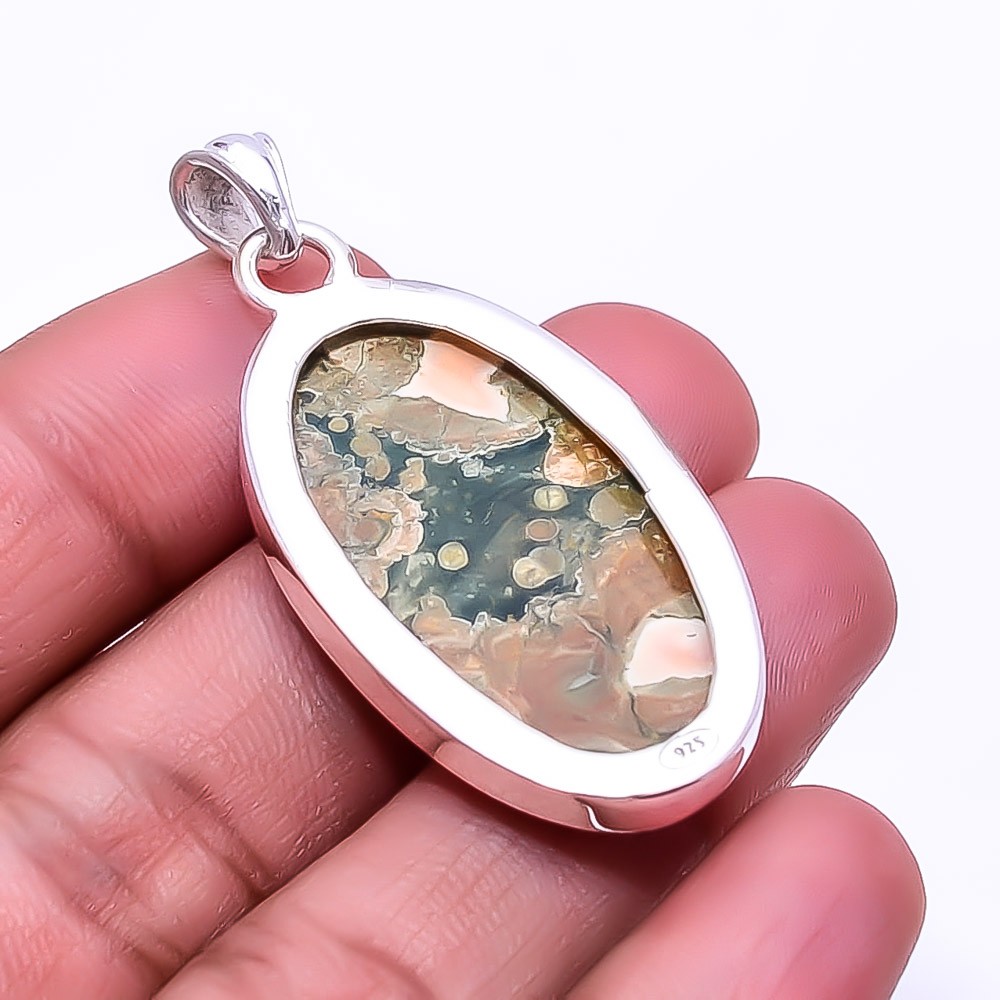 Rainforest Jasper -Australia 925 Sterling Silver Pendant 1.95″ P14 Gift for her