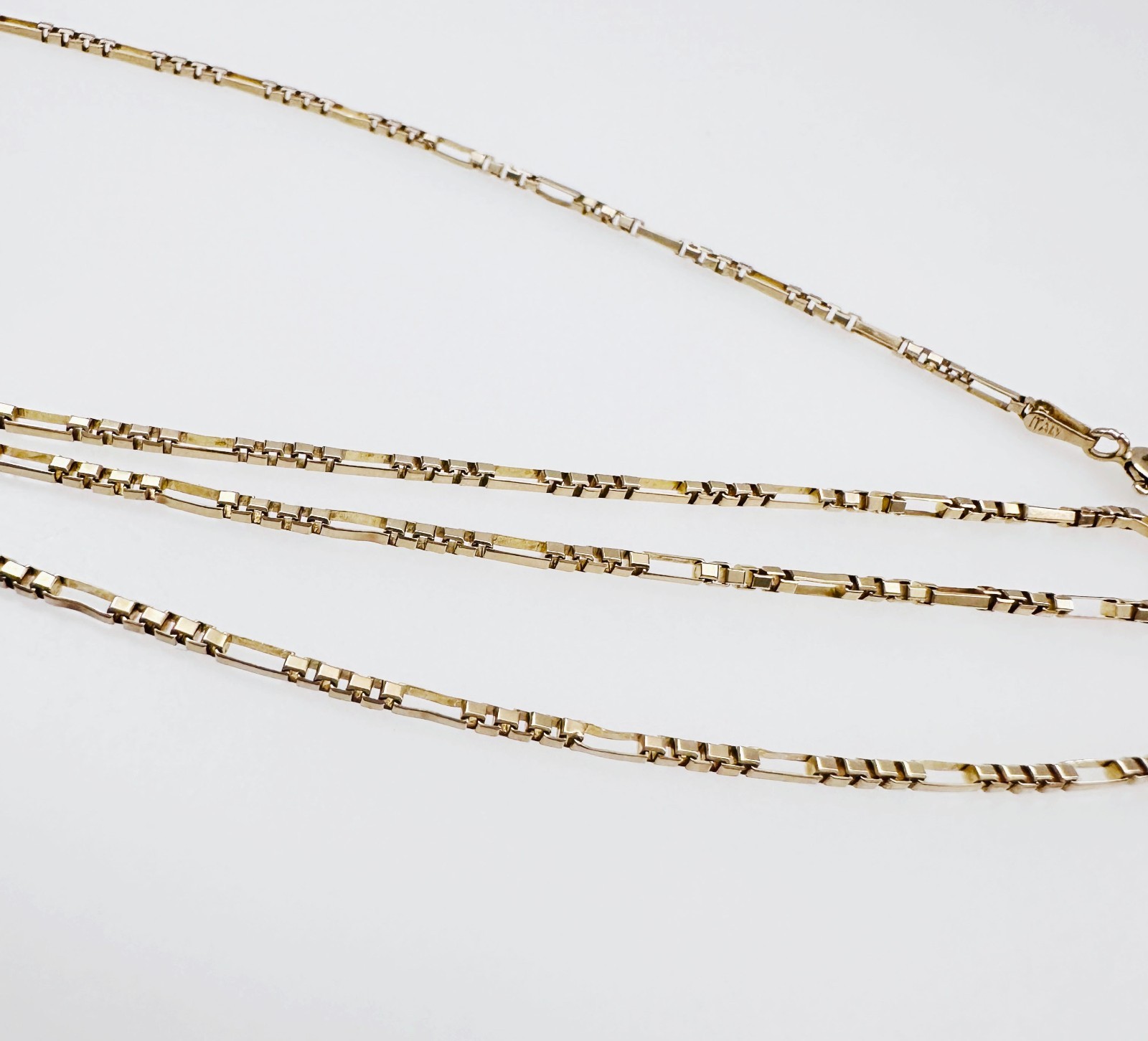 Solid 14K Yellow Gold Figaro Box Link Hybrid Chain Necklace 1.4mm, 24 1/2″, 5.6g