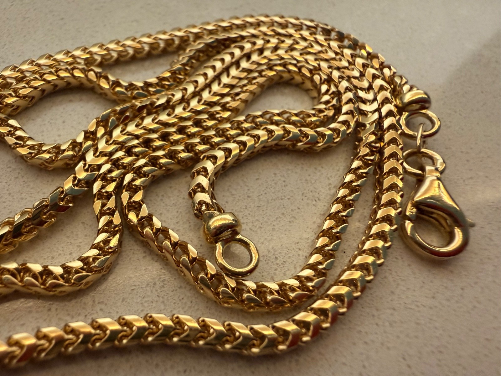 18K Solid Yellow Gold Franco Curb link chain…28 inches…2.5mm..30 grams…NEW!