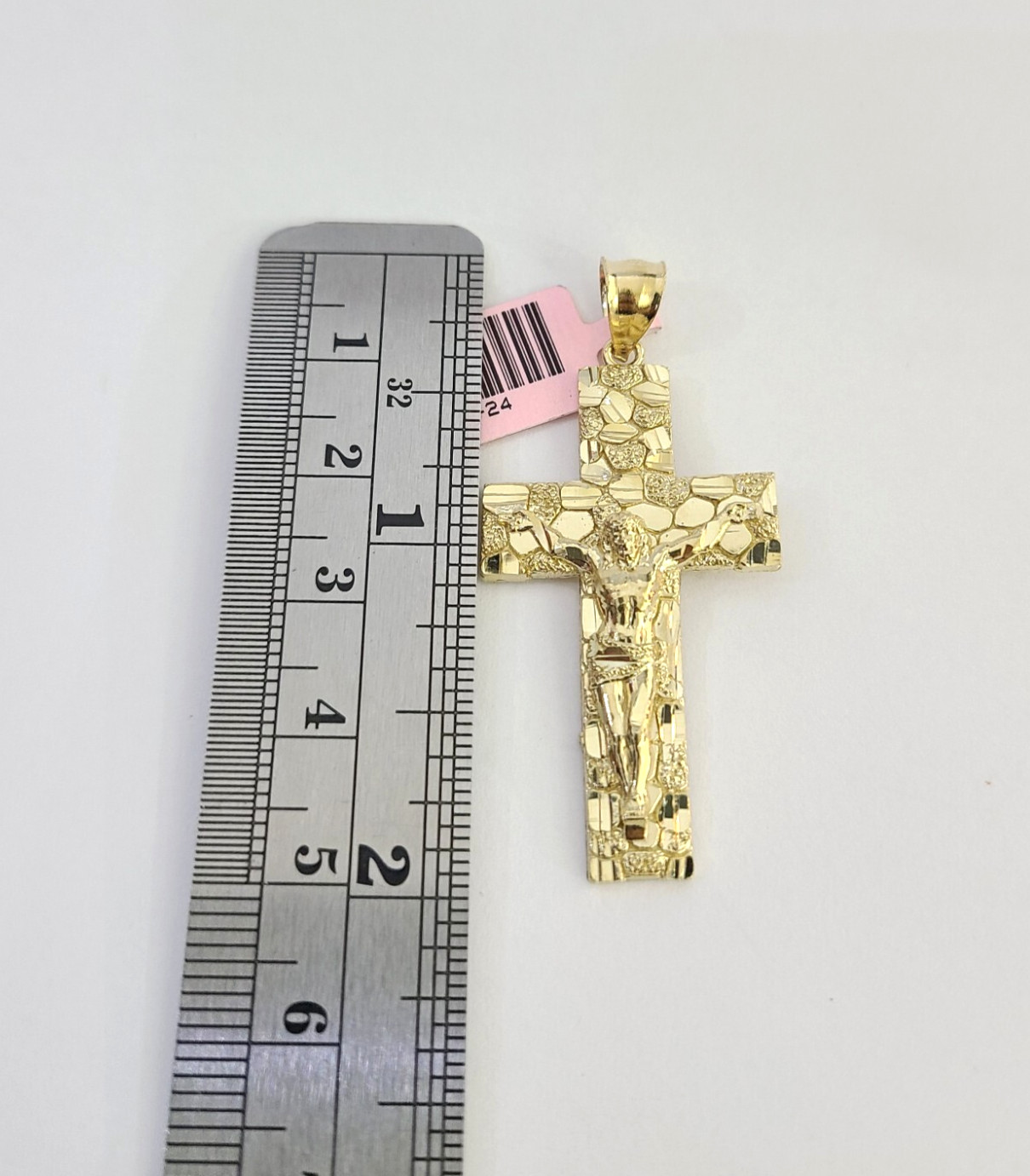 14k Nugget Jesus Cross Charm Pendant REAL 14Kt Religious Yellow Gold Genuine