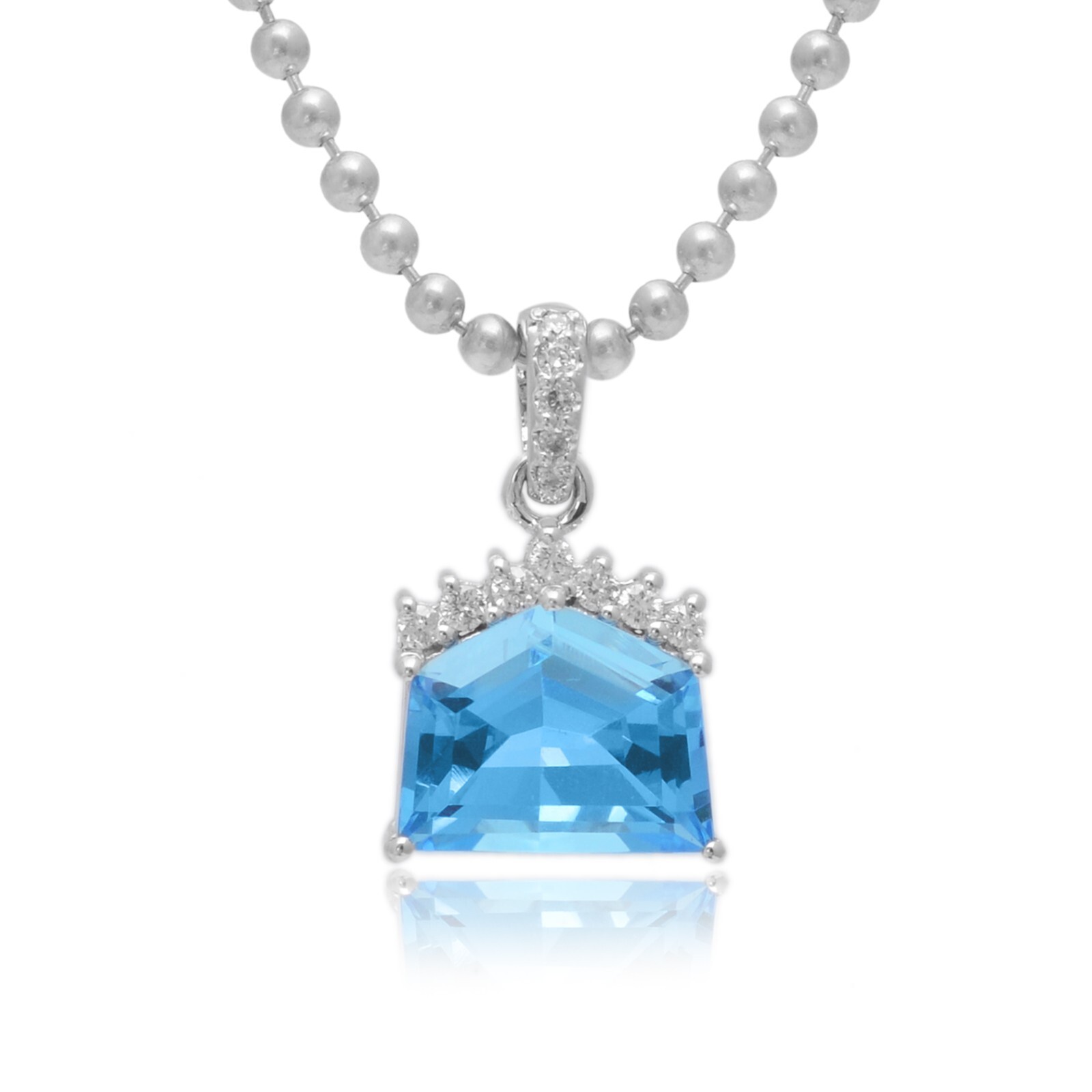 14K Gold Diamond Pendant,Swiss Blue Topaz Pendant,Blue topaz Gold Pendant,Topaz