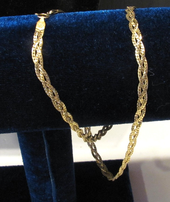 STUNNING! VTG 14K Yellow Gold Filled Diamond Cut Braided Chain Necklace 18”