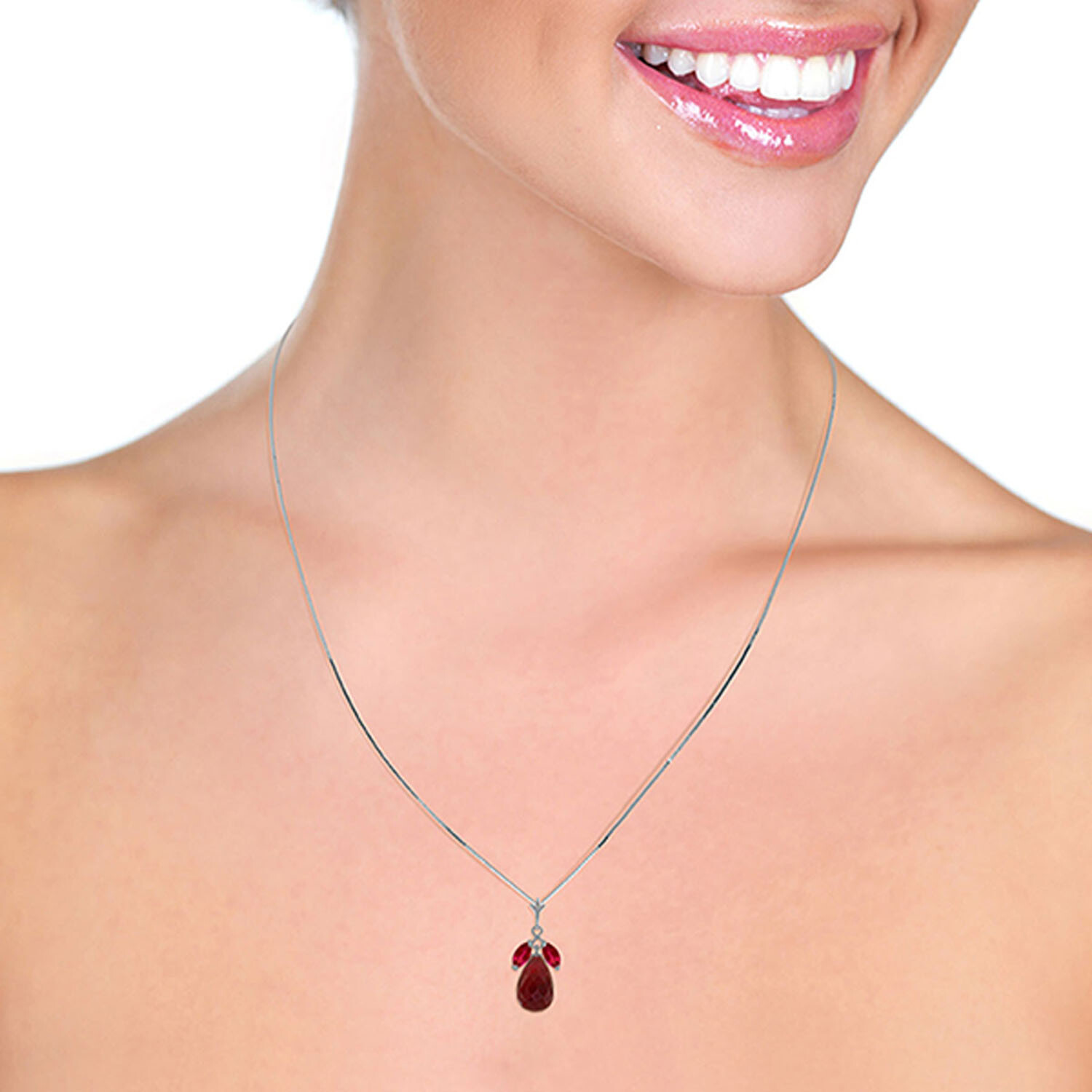 9.3 CTW 14K Solid White gold fine About To Happen Ruby Necklace 16-24″