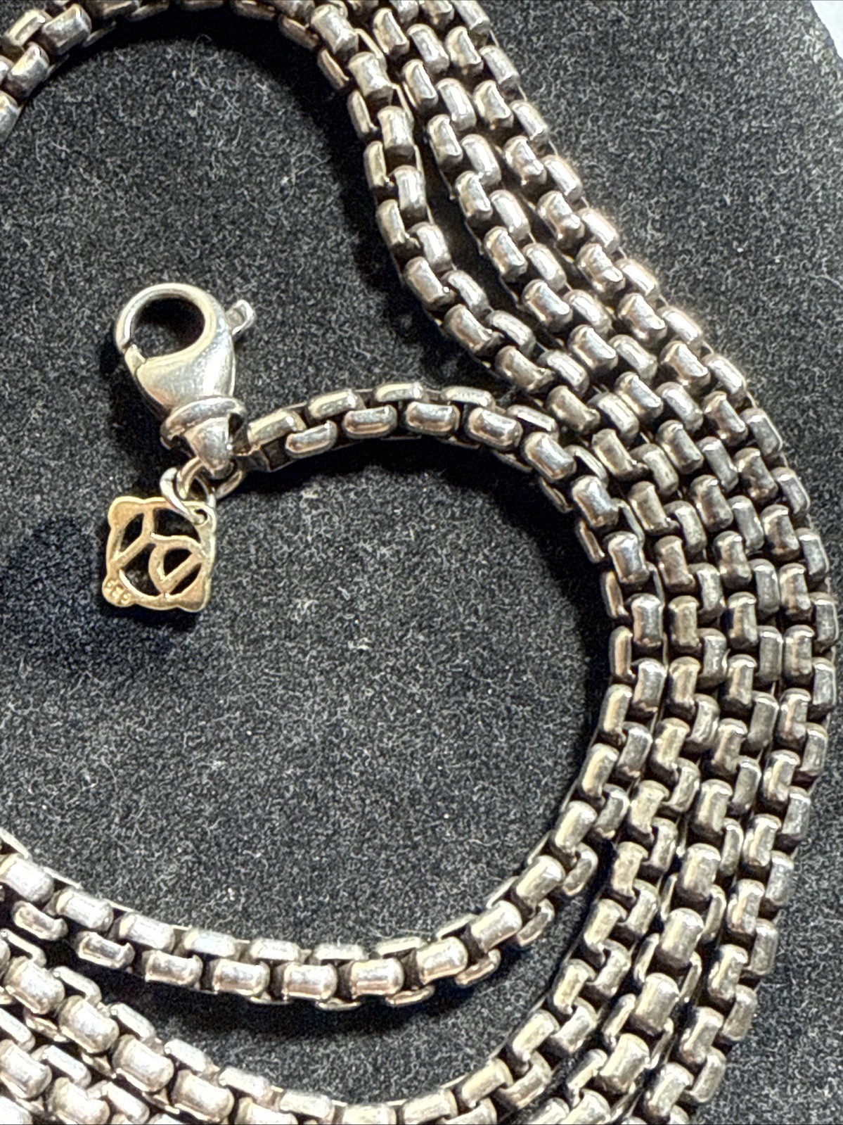 David Yurman Box Chain Necklace 33” 3mm Sterling 14k Hang Tag 50.2gr Vintage
