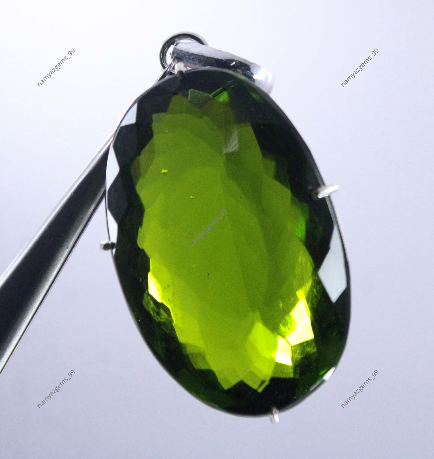 87.50 Ct Natural Peridot 925 Solid Silver Pendant Oval Cut Gemstone