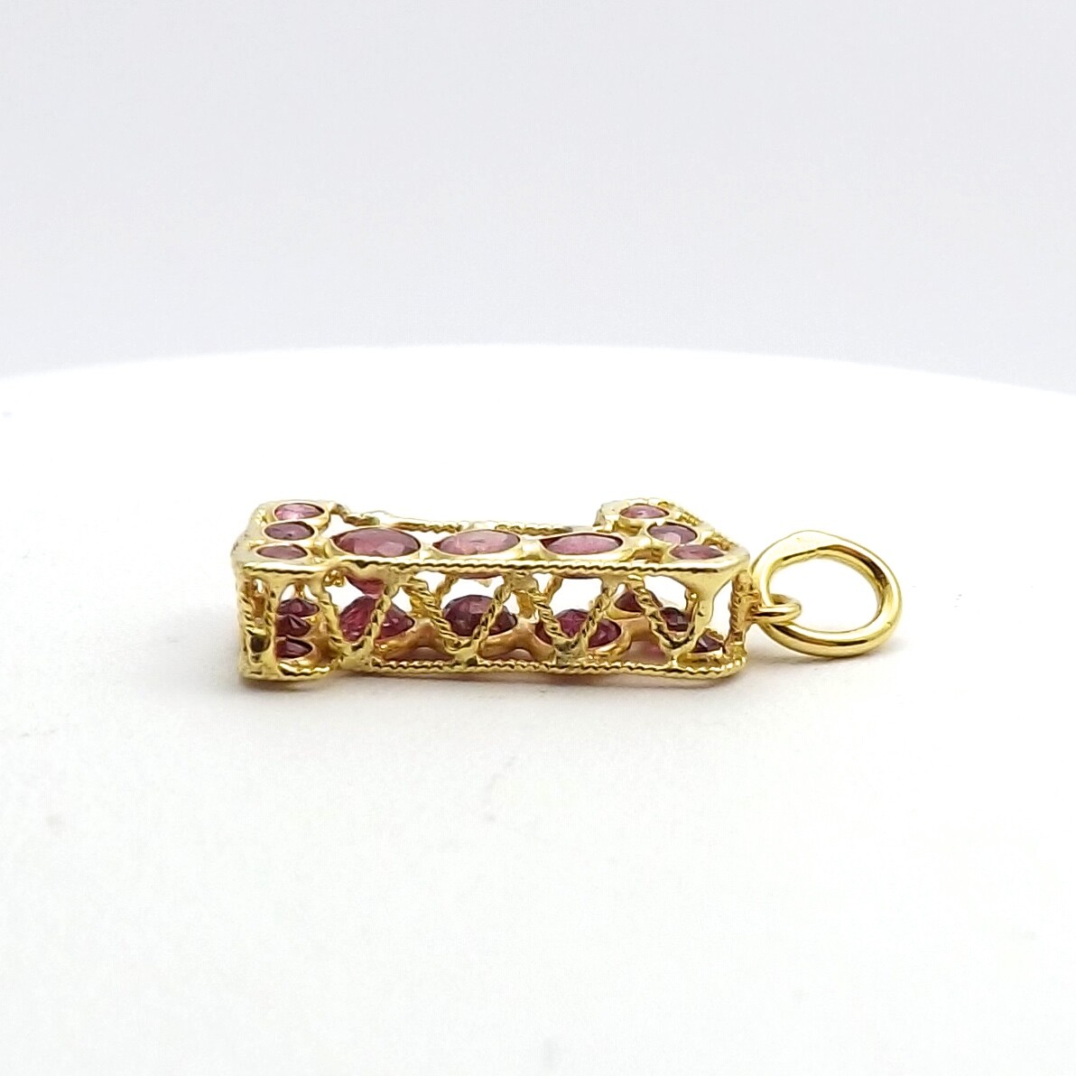 Solid 18k Gold Natural Ruby Number 1 Charm Pendant First Birthday Anniversary