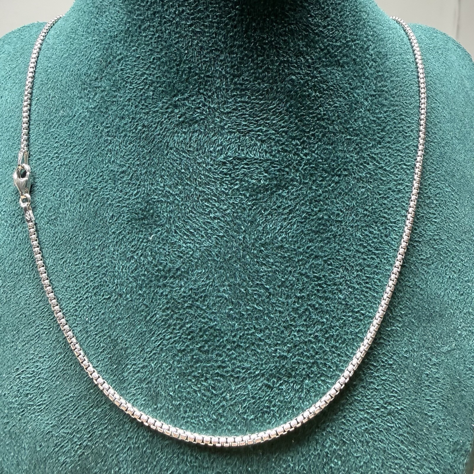 Solid Italy 925 Sterling Silver Round Box Chain Necklace 24” 1.7mm