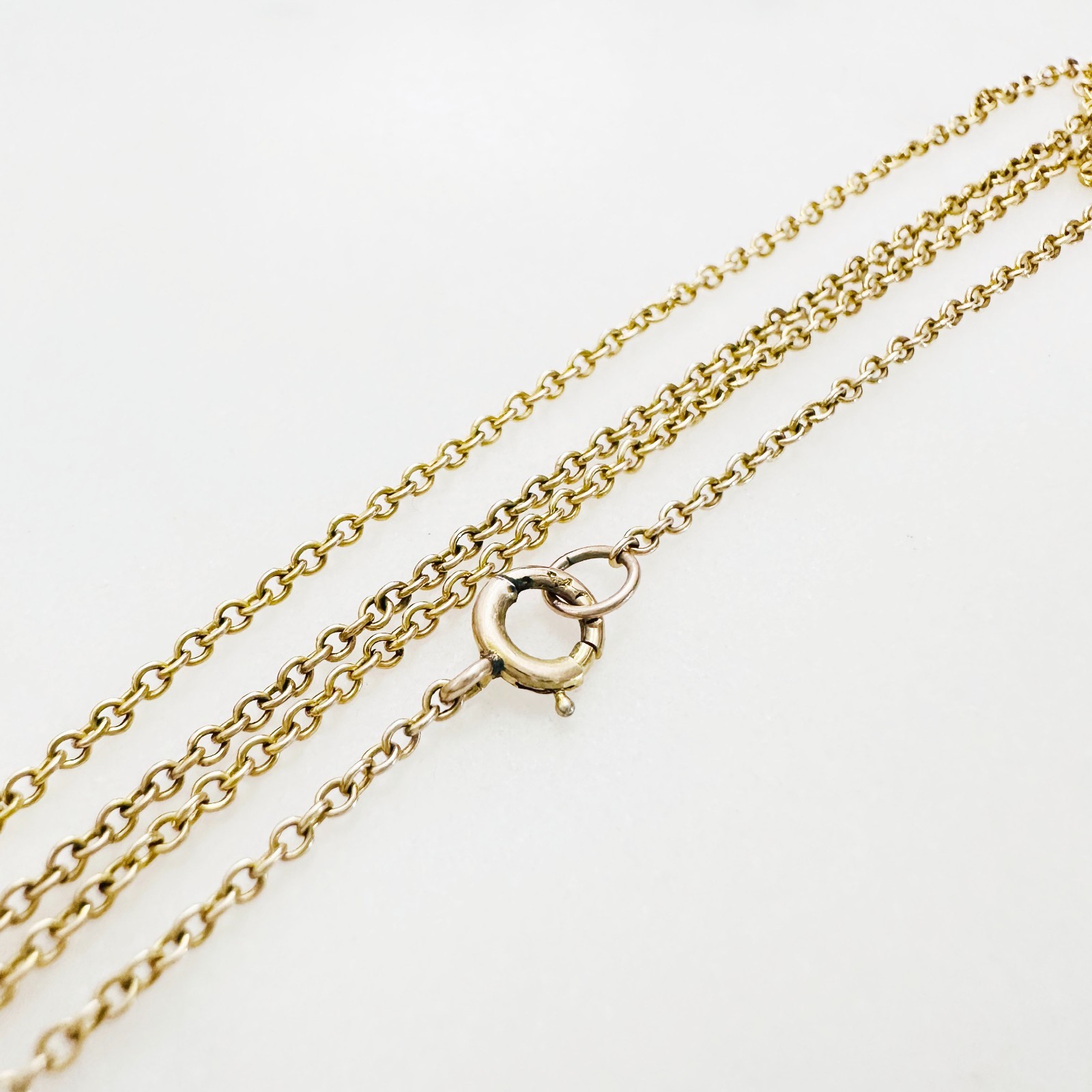 Vintage Solid 10K Yellow Gold Rolo Link Chain Necklace, 1.1mm, 15 3/8″