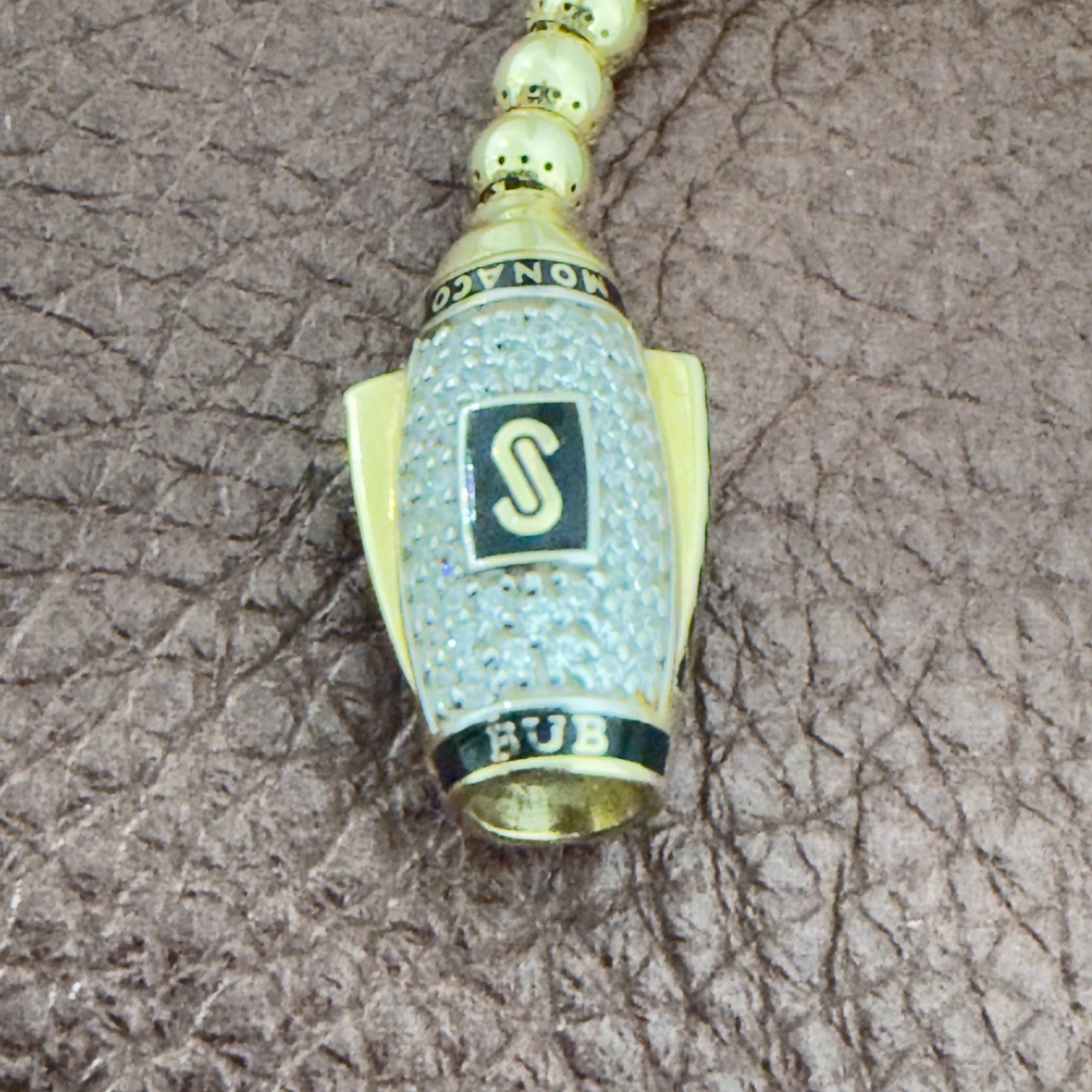 Monaco Chain BUB Pave Lock Necklace 14K Gold 3.8mm 22 inch Swarovski Mens