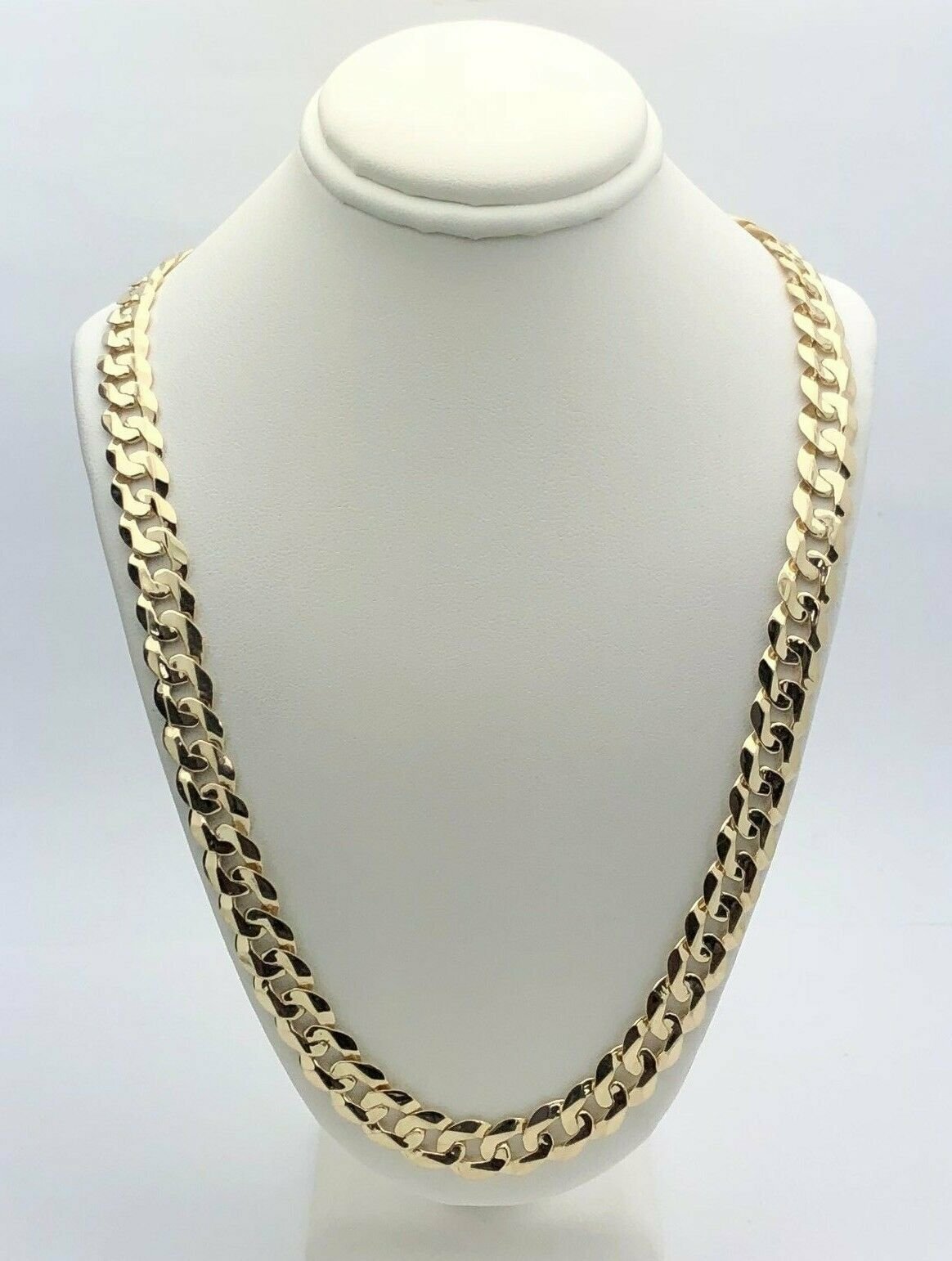 14k Yellow Gold Solid Curb Cuban Link Chain Necklace 24″ 9mm 51.5 grams