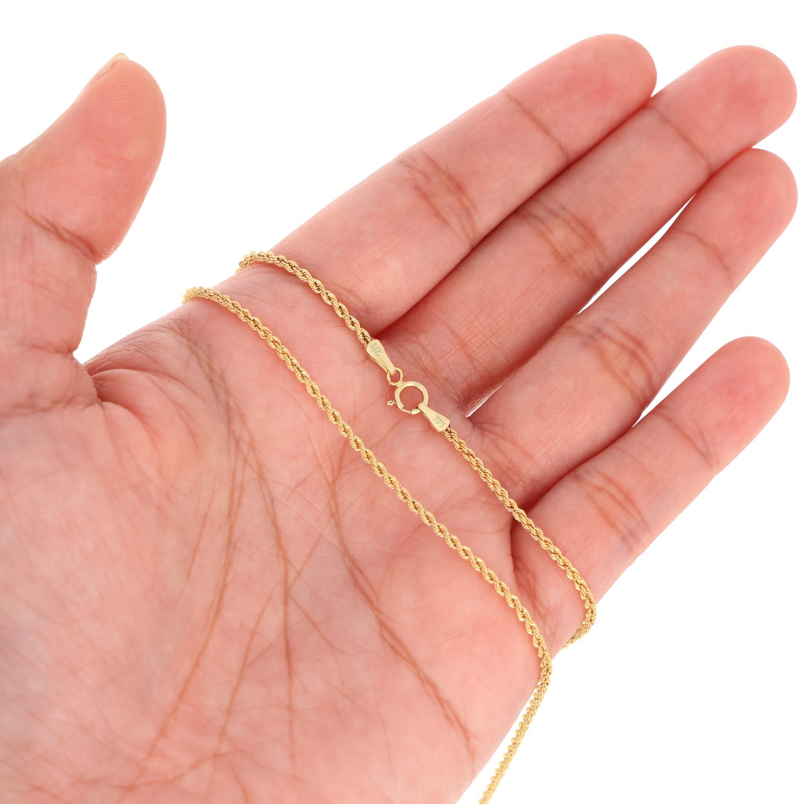 14K Yellow Gold Diamond Cut Rope Chain Necklace 1.5mm – 5mm, Men Women 16″- 30″