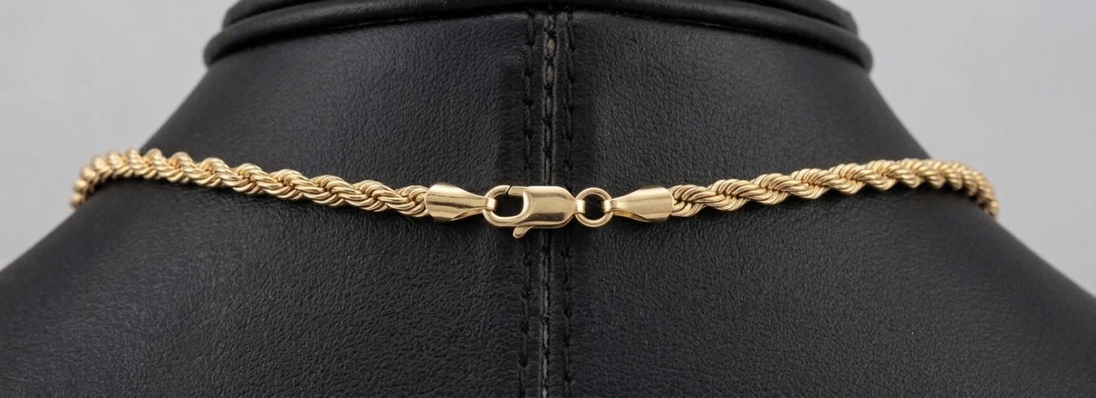 Unisex 18k Yellow Gold Rope Link Chain Necklace 3mm