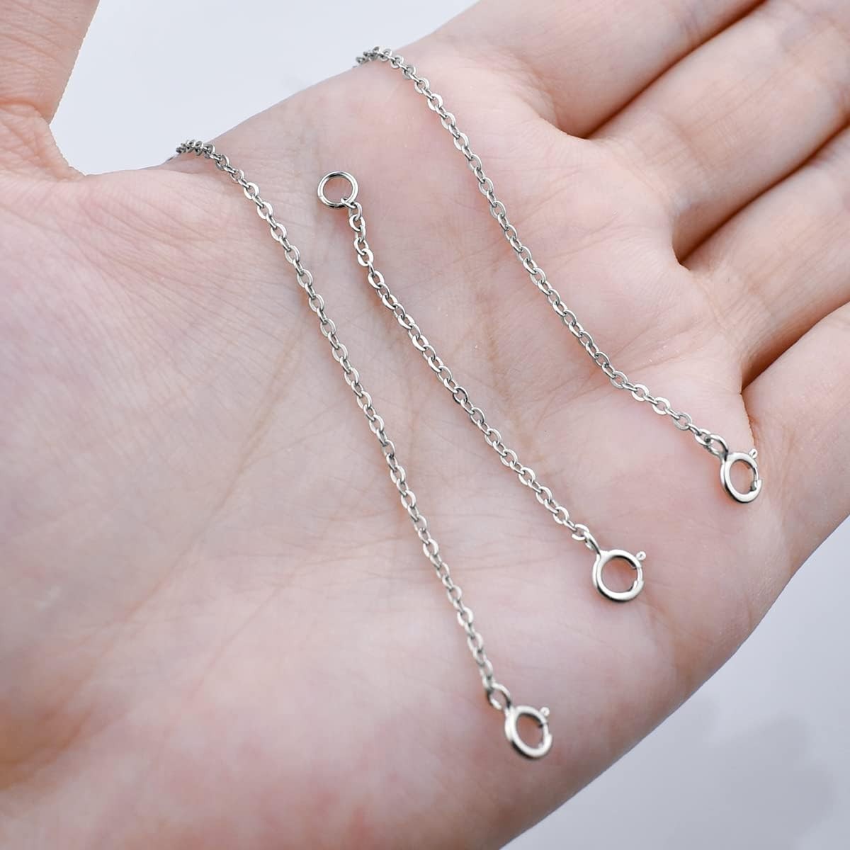 3 Pieces 925 Sterling Silver Necklace Extenders Necklace Extension Chain for Wom