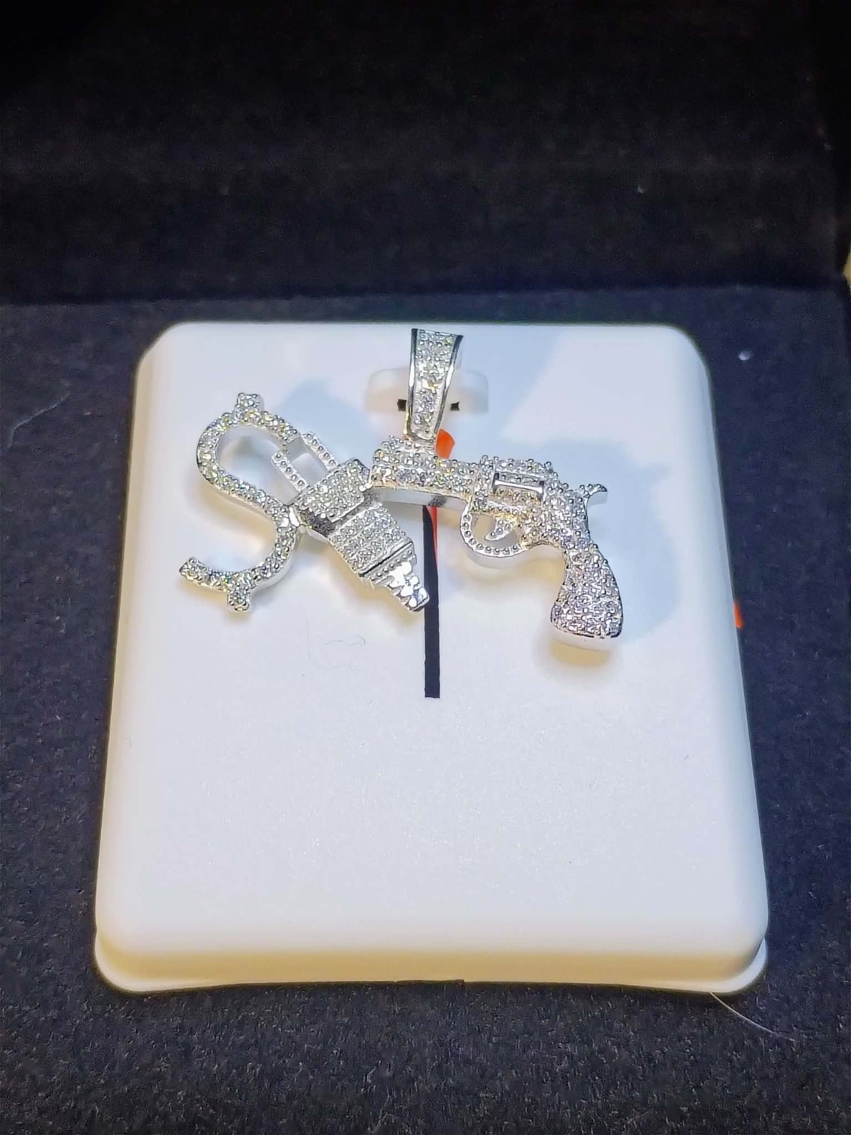 Real Moissanite 2.50Ctw Pendant Custom “Money Gun” Sterling Silver 925 Hustler